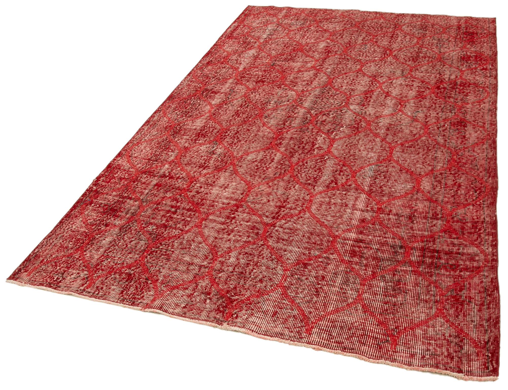 Handmade Geometric Rug - Red Geometric Carpet Wool Cotton Area Rug 5'1''x8'10''