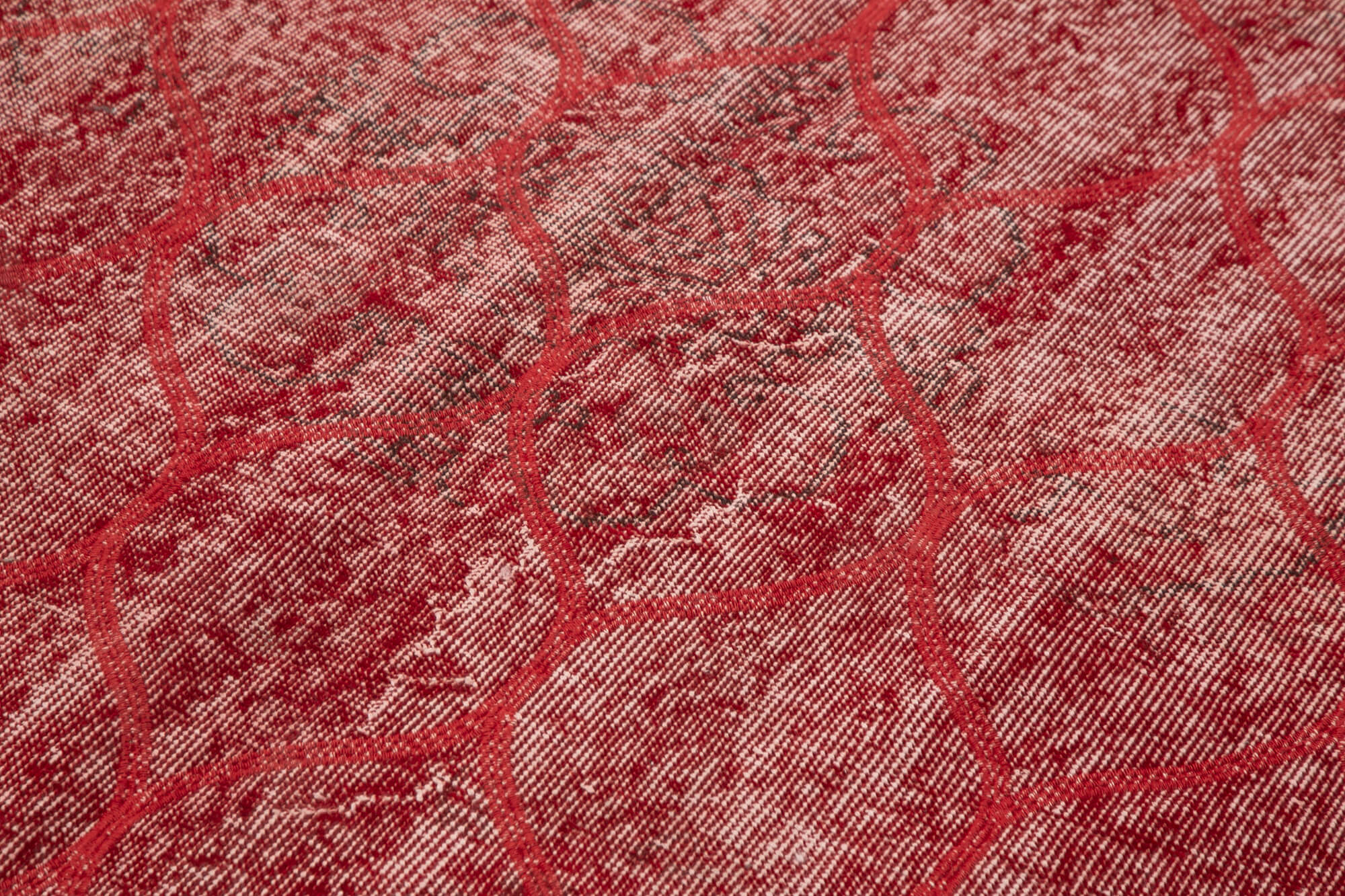 Handmade Geometric Rug - Red Geometric Carpet Wool Cotton Area Rug 5'1''x8'10''