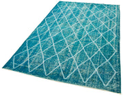 Handmade Geometric Rug – Turquoise Area Rug | Cotton Wool Carpet 4x8 Feet