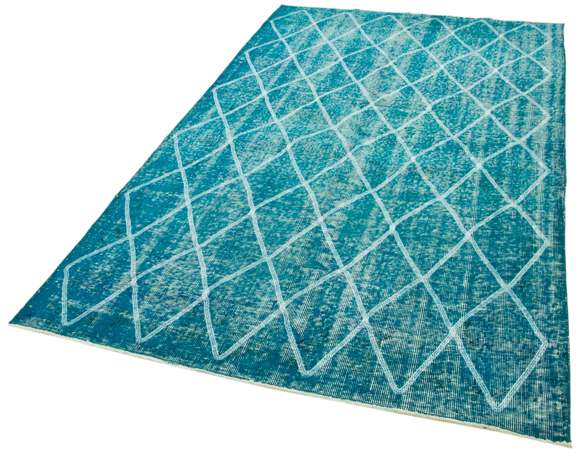 Handmade Geometric Rug – Turquoise Area Rug | Cotton Wool Carpet 4x8 Feet