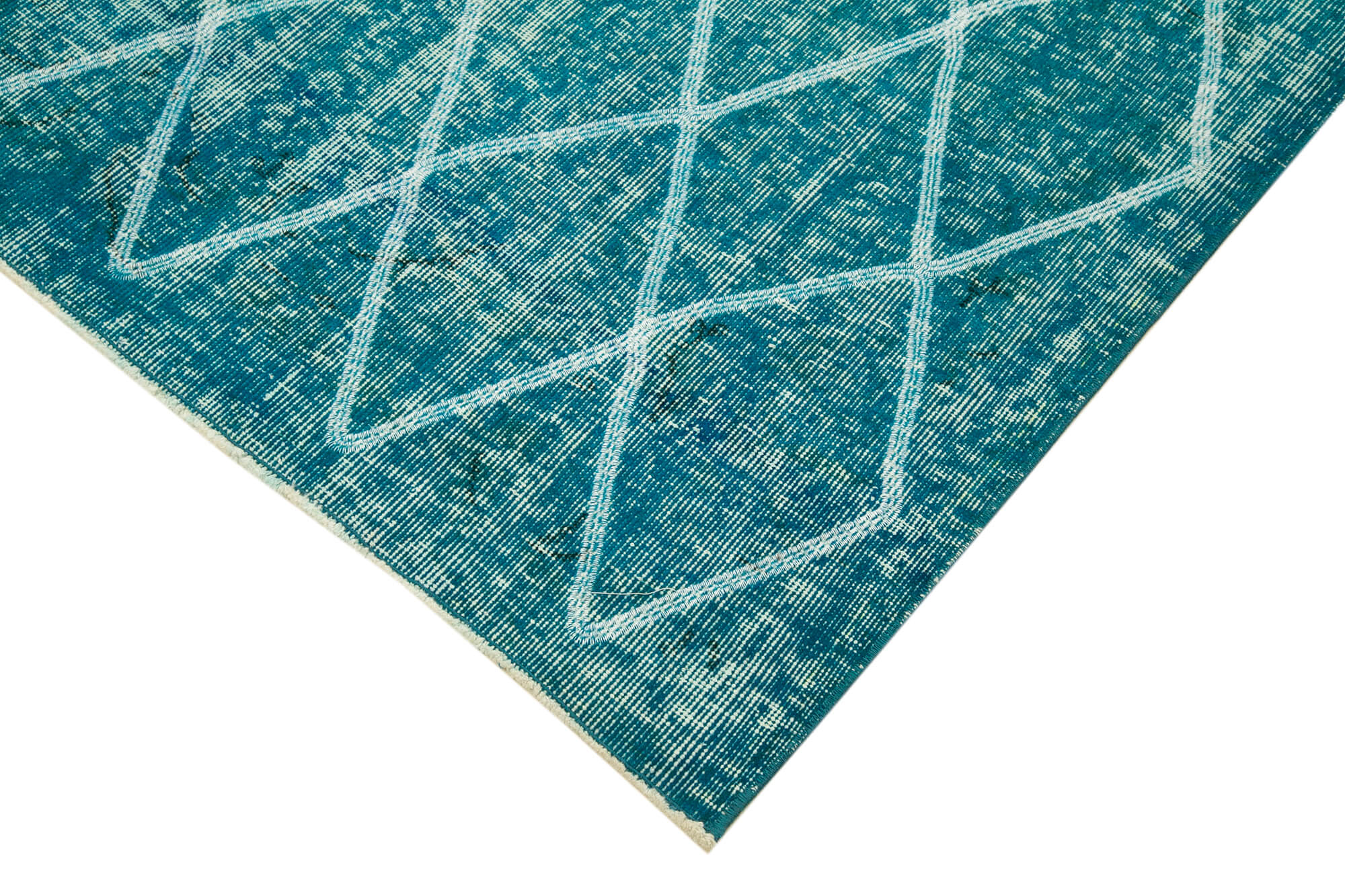 Handmade Geometric Rug – Turquoise Area Rug | Cotton Wool Carpet 4x8 Feet