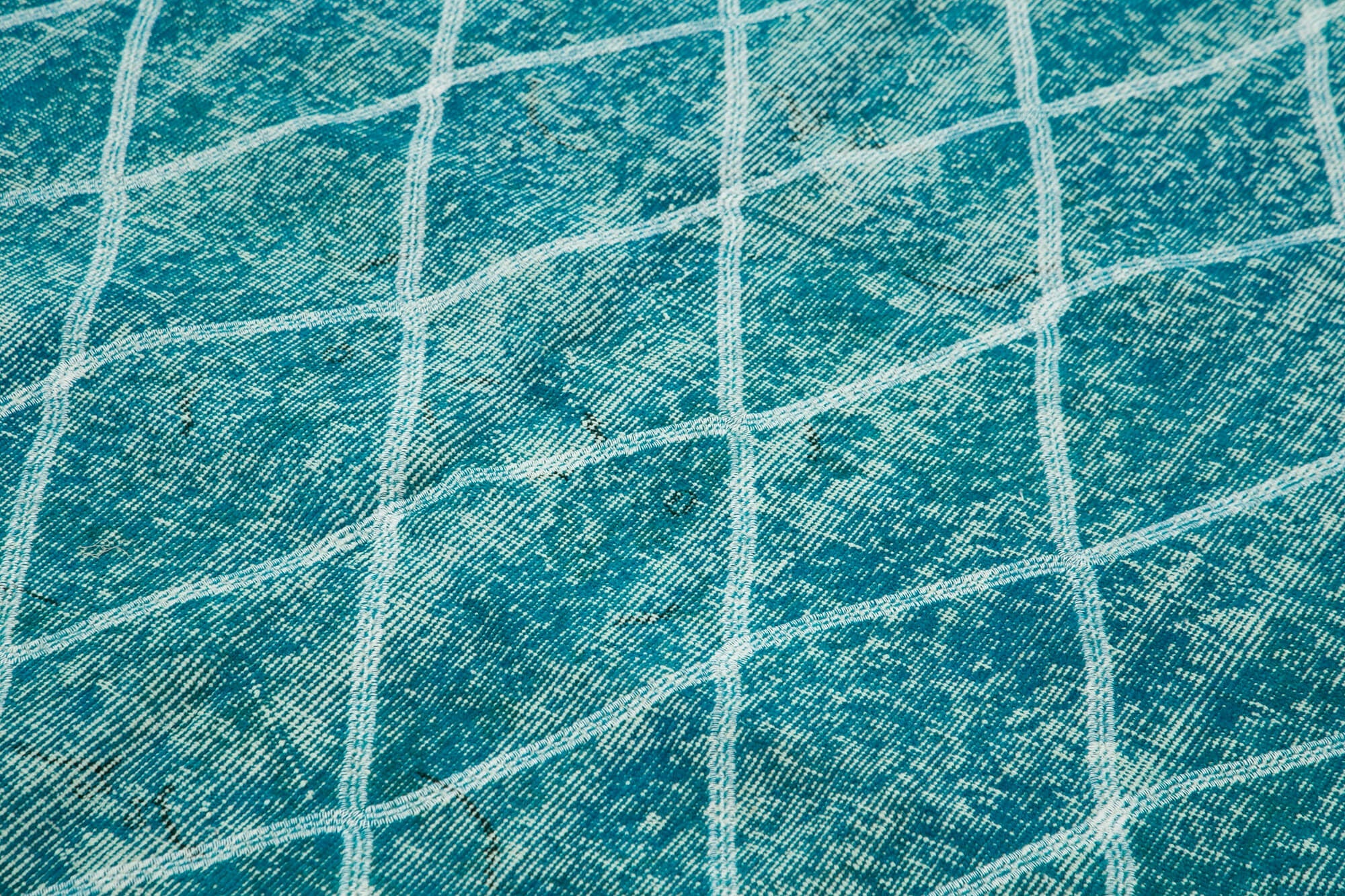 Handmade Geometric Rug – Turquoise Area Rug | Cotton Wool Carpet 4x8 Feet