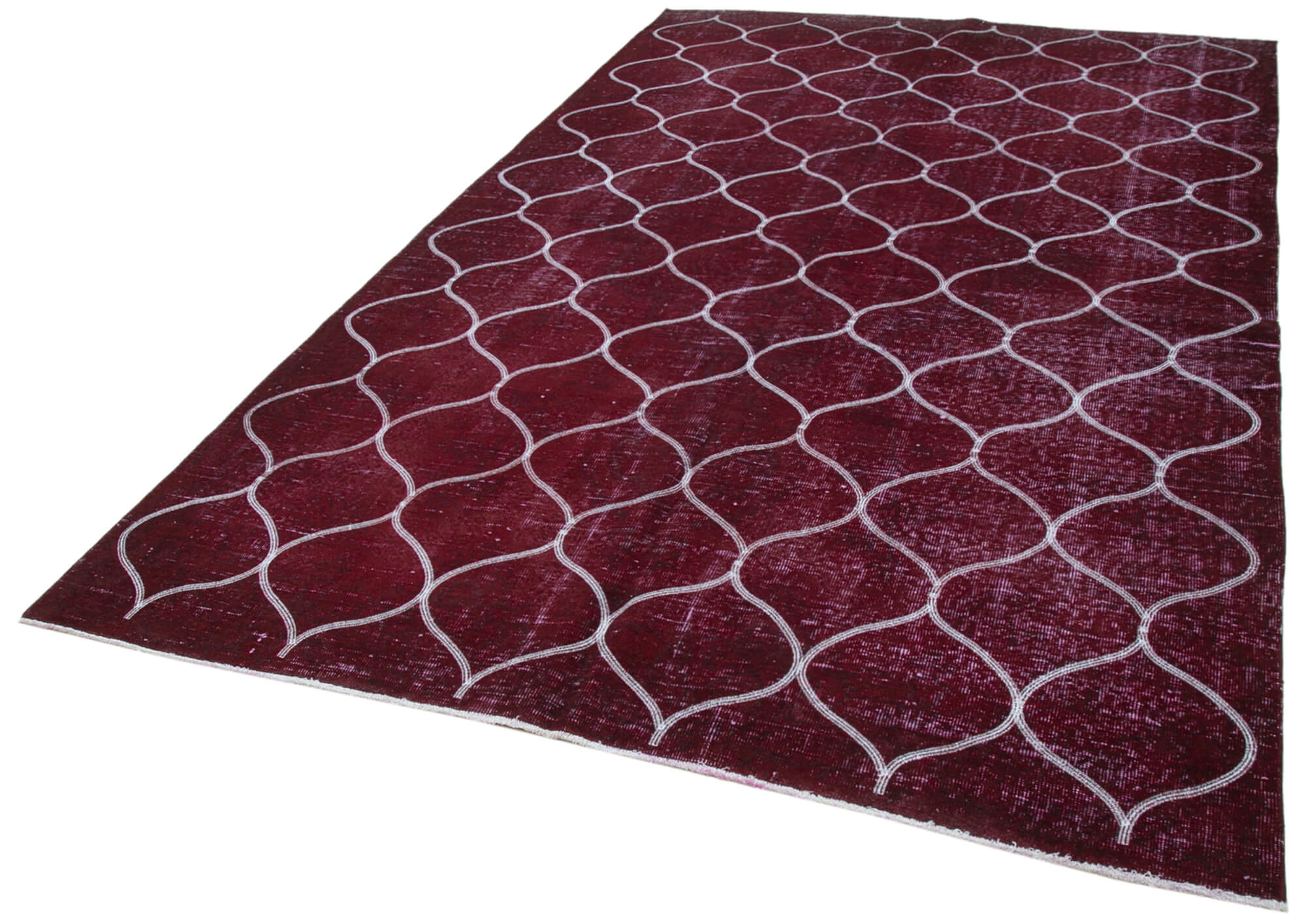 Handmade Geometric Rug - Purple Area Rug 6x10, Cotton Wool Carpet Blend