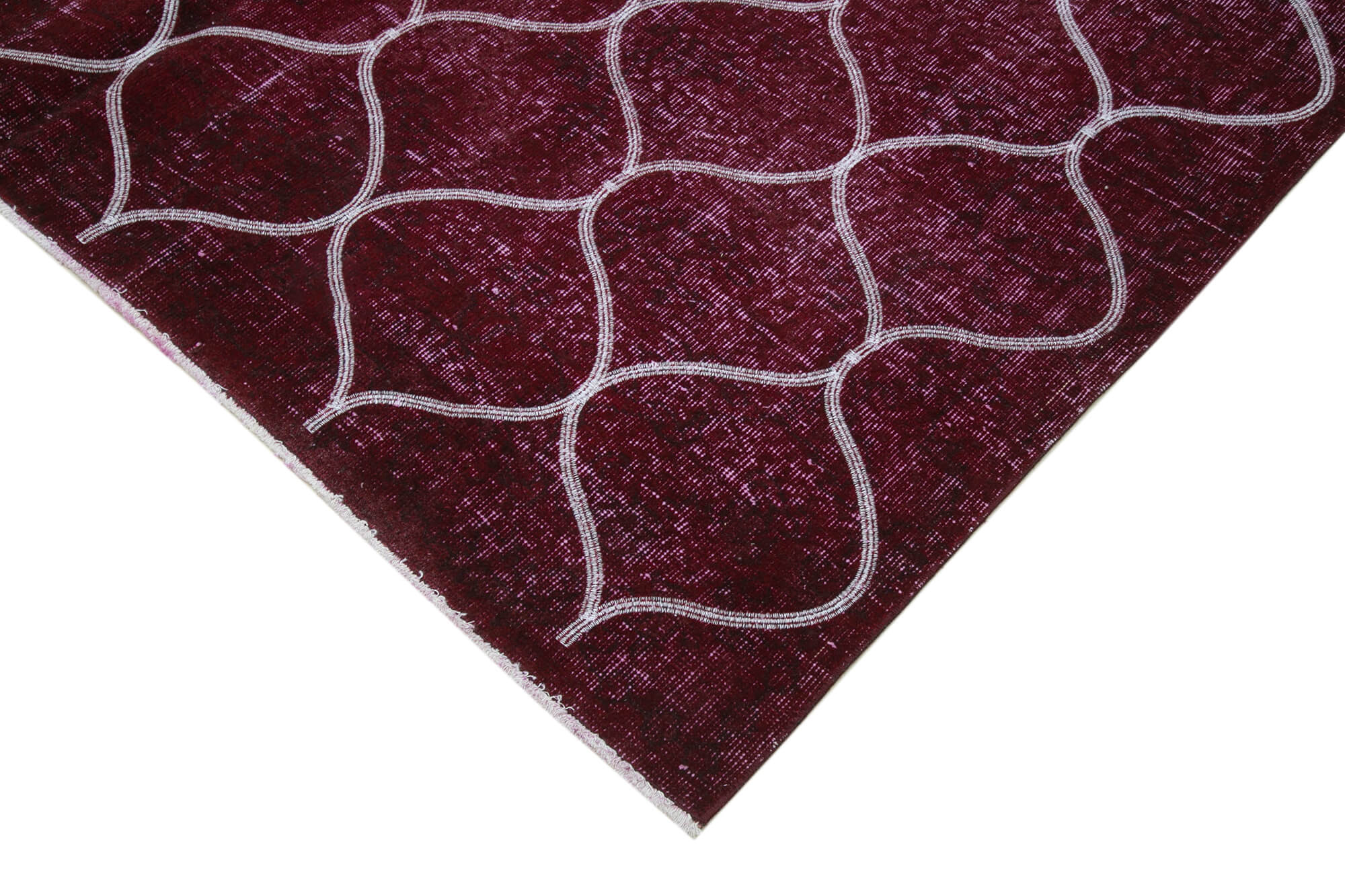 Handmade Geometric Rug - Purple Area Rug 6x10, Cotton Wool Carpet Blend