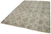 Handmade Area Rug – Grey Geometric Carpet Cotton Wool Rug 6'6''x9'5''