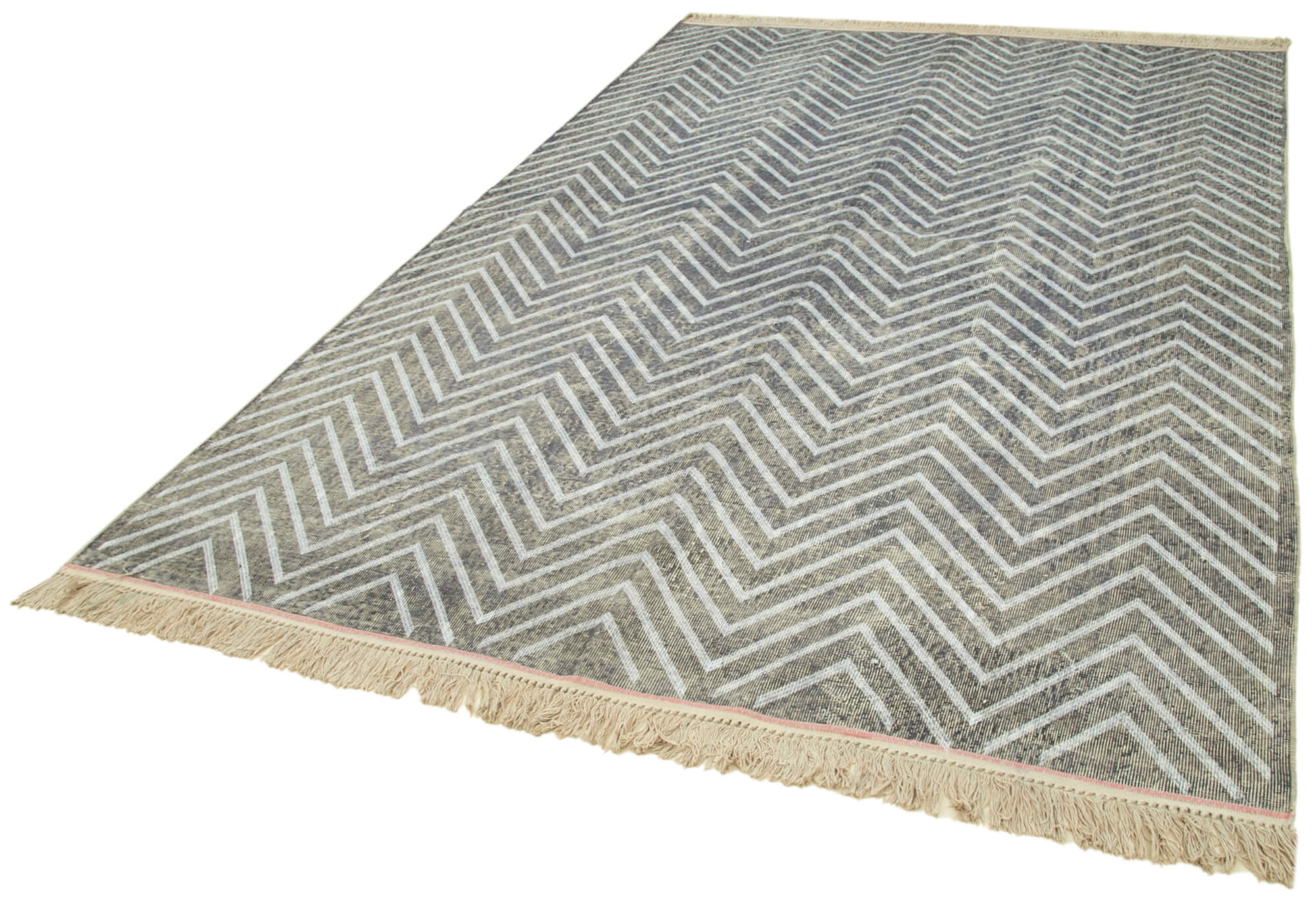 Handmade Geometric Rug – Grey Area Rug 6x10, Cotton Wool Carpet Blend