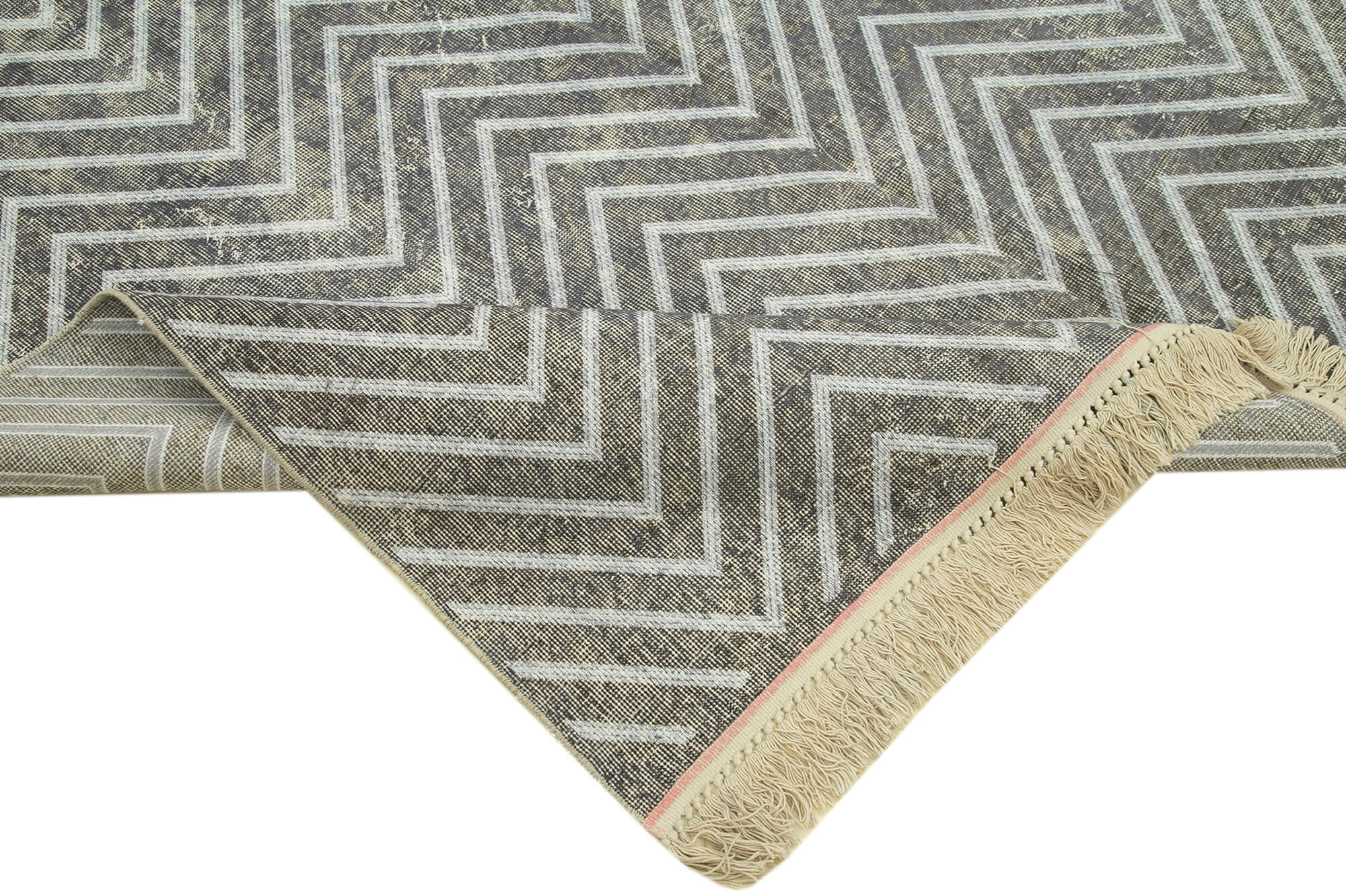 Handmade Geometric Rug – Grey Area Rug 6x10, Cotton Wool Carpet Blend