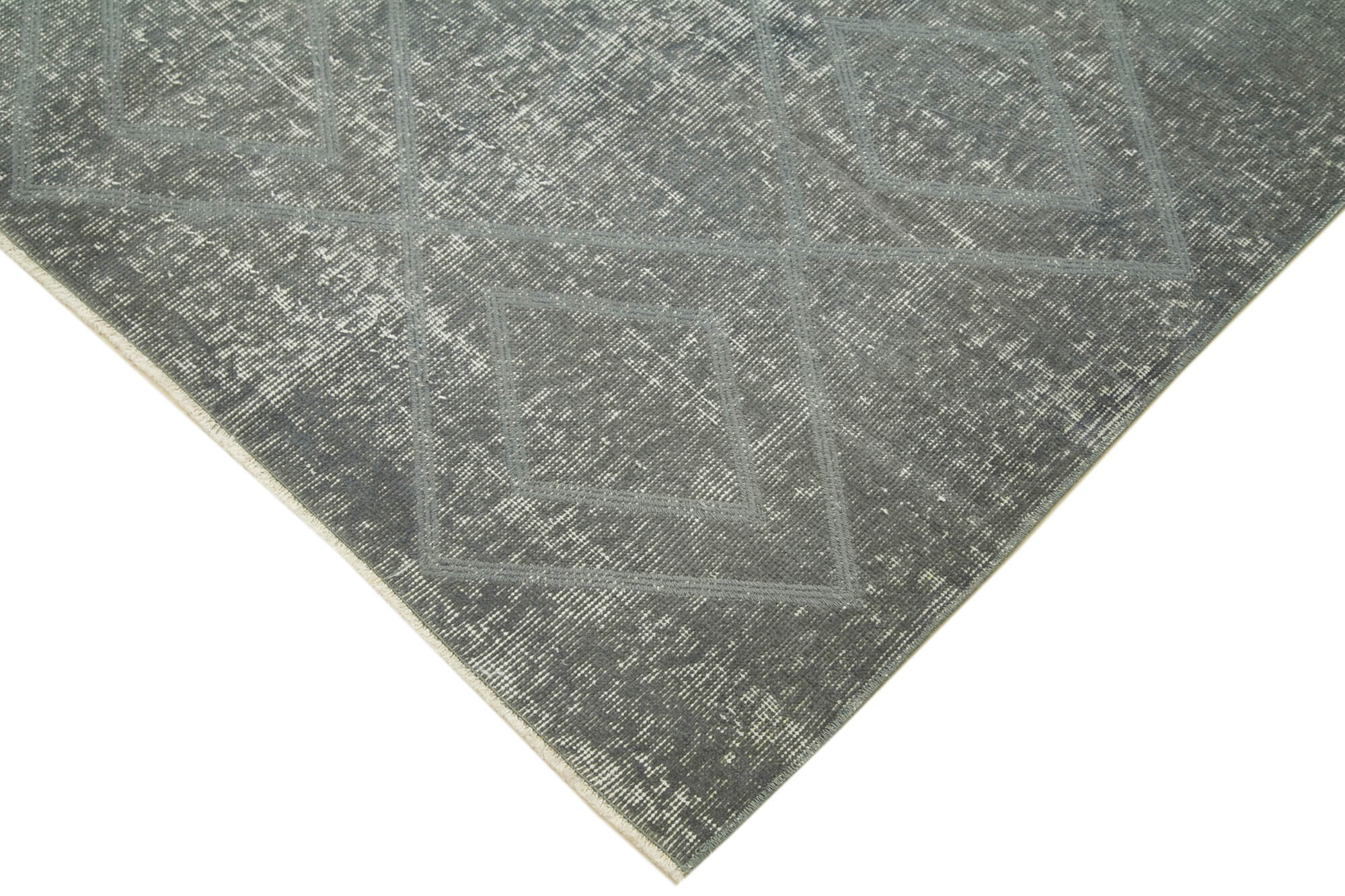 Handmade Geometric Rug – Grey Cotton Wool Blend Area Rug 5'0'' x 6'10''