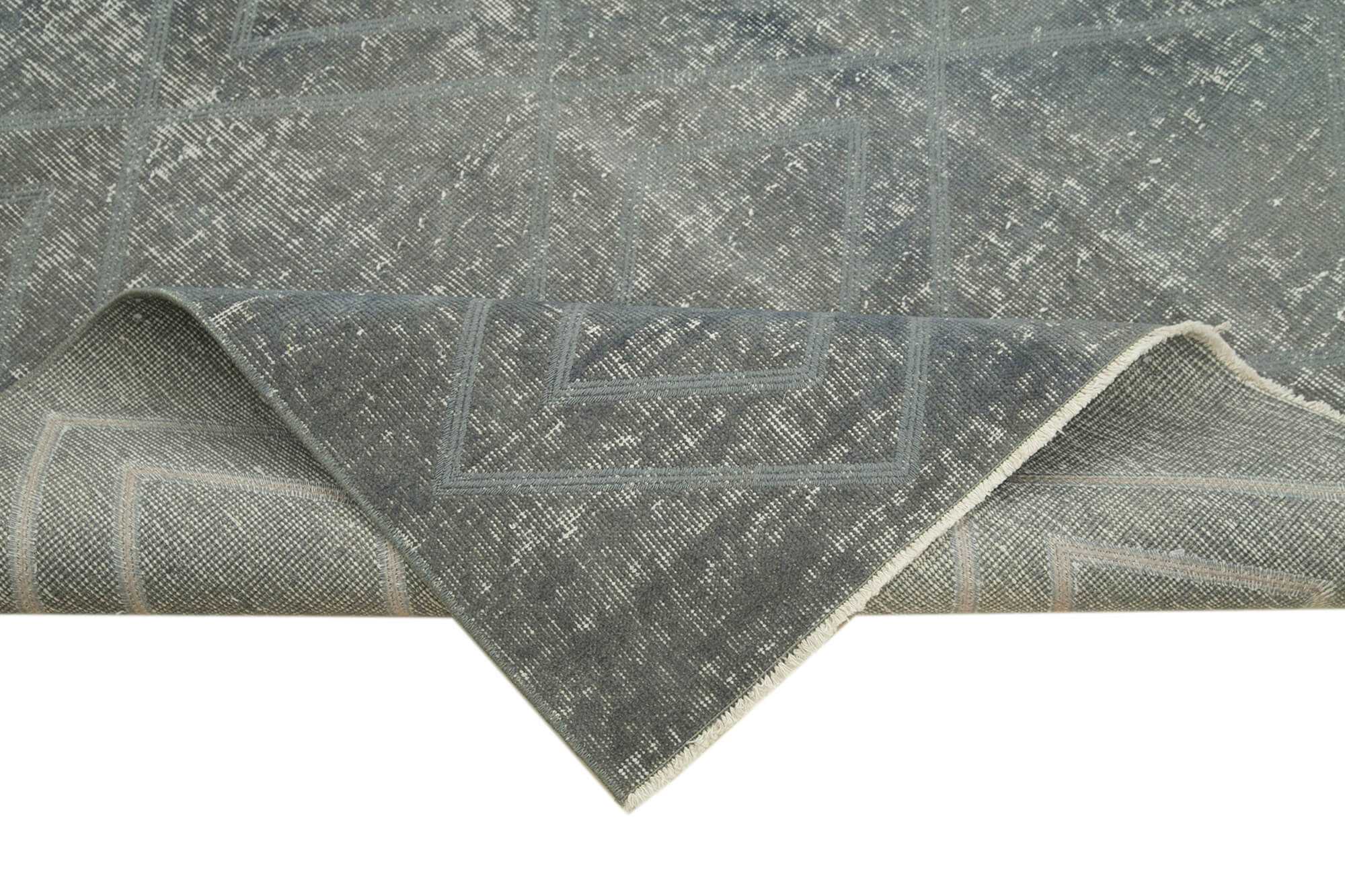 Handmade Geometric Rug – Grey Cotton Wool Blend Area Rug 5'0'' x 6'10''