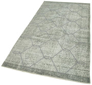 Handmade Wool Area Rug – Grey Geometric Pattern Cotton Wool Rug 3'7''x7'1''