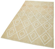 Handmade Wool Area Rug – Beige Geometric Carpet | Durable Cotton Wool Rug 3'9" x 6'9"