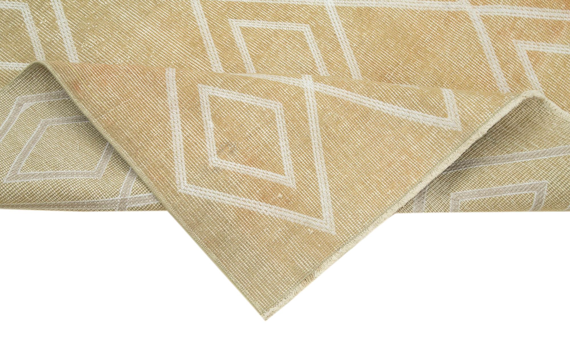 Handmade Wool Area Rug – Beige Geometric Carpet | Durable Cotton Wool Rug 3'9" x 6'9"