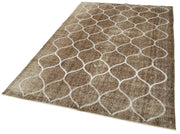 Handmade Geometric Rug – Brown Area Rug Cotton Wool 5'1''x7'10'' Durable Artisan Woven Carpet