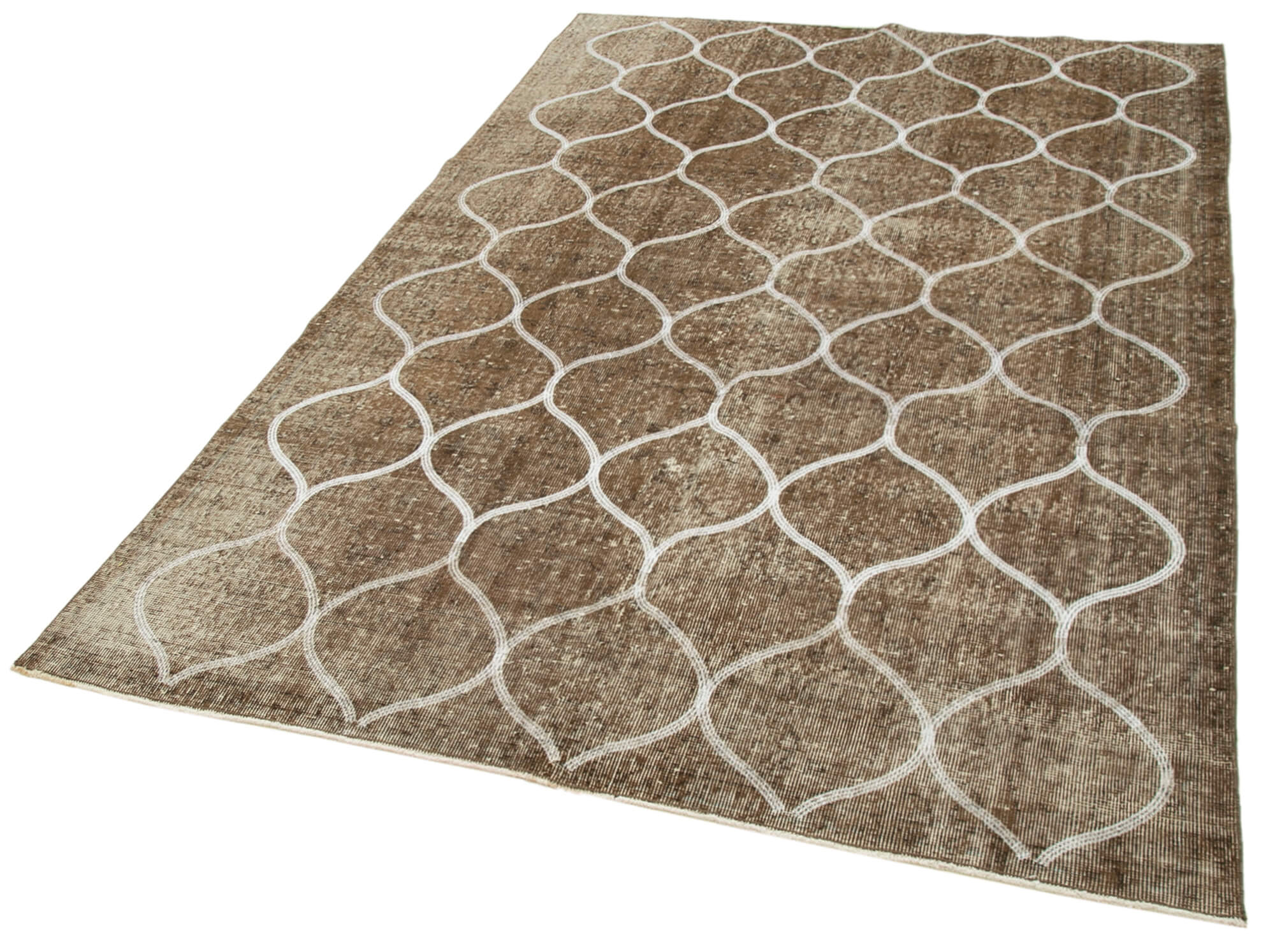 Handmade Geometric Rug – Brown Area Rug Cotton Wool 5'1''x7'10'' Durable Artisan Woven Carpet