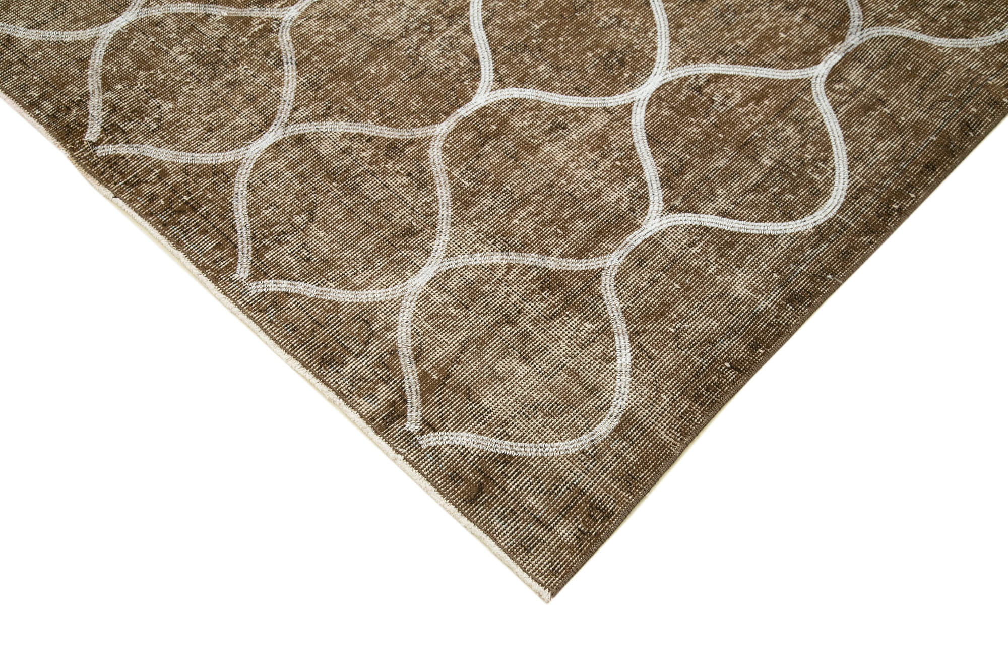 Handmade Geometric Rug – Brown Area Rug Cotton Wool 5'1''x7'10'' Durable Artisan Woven Carpet