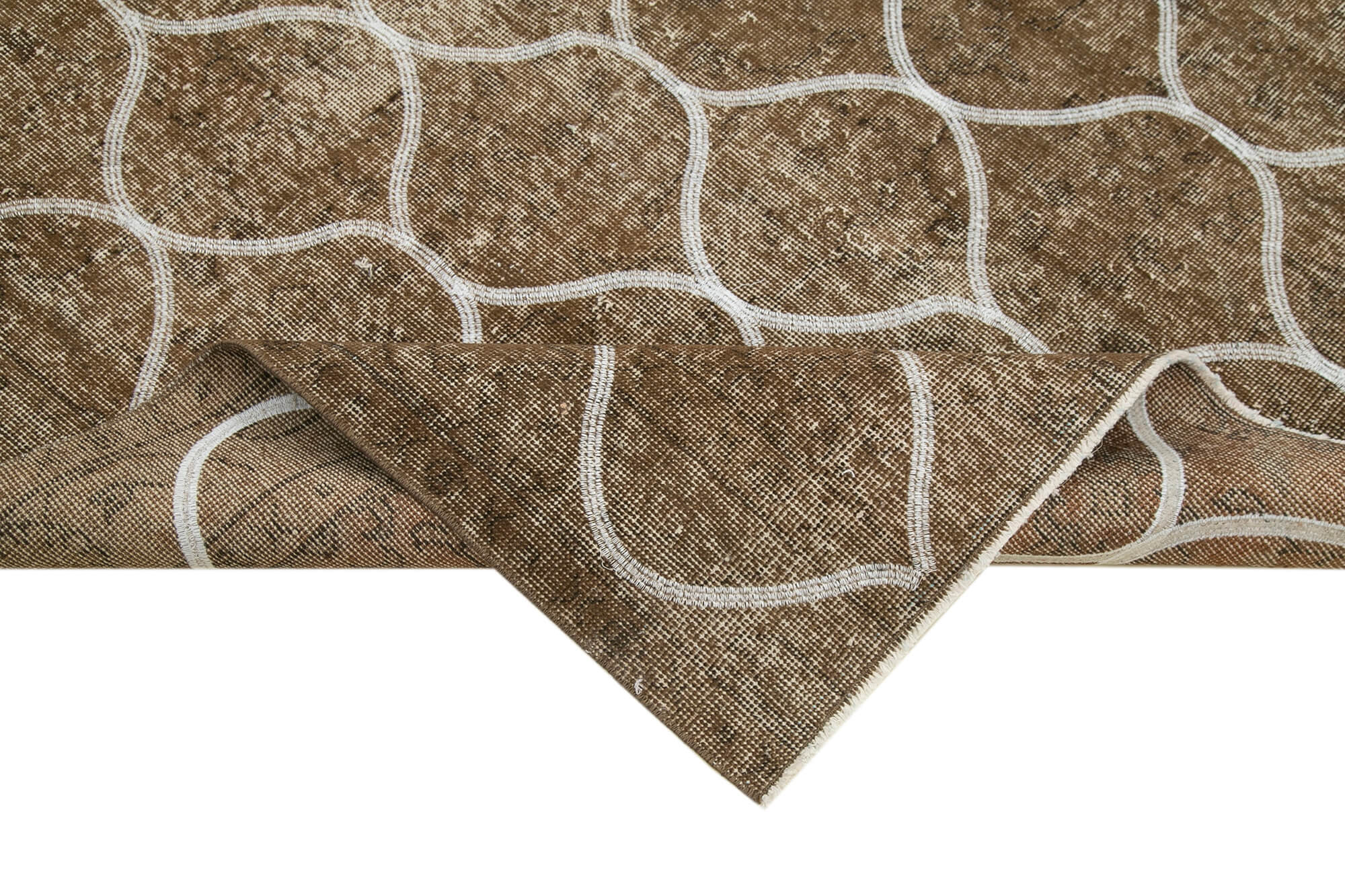 Handmade Geometric Rug – Brown Area Rug Cotton Wool 5'1''x7'10'' Durable Artisan Woven Carpet