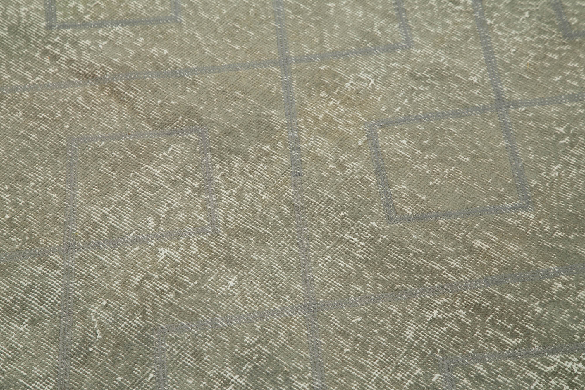 Handmade Area Rug – Grey Geometric Wool & Cotton Carpet 3'10''x5'1'' Durable Soft