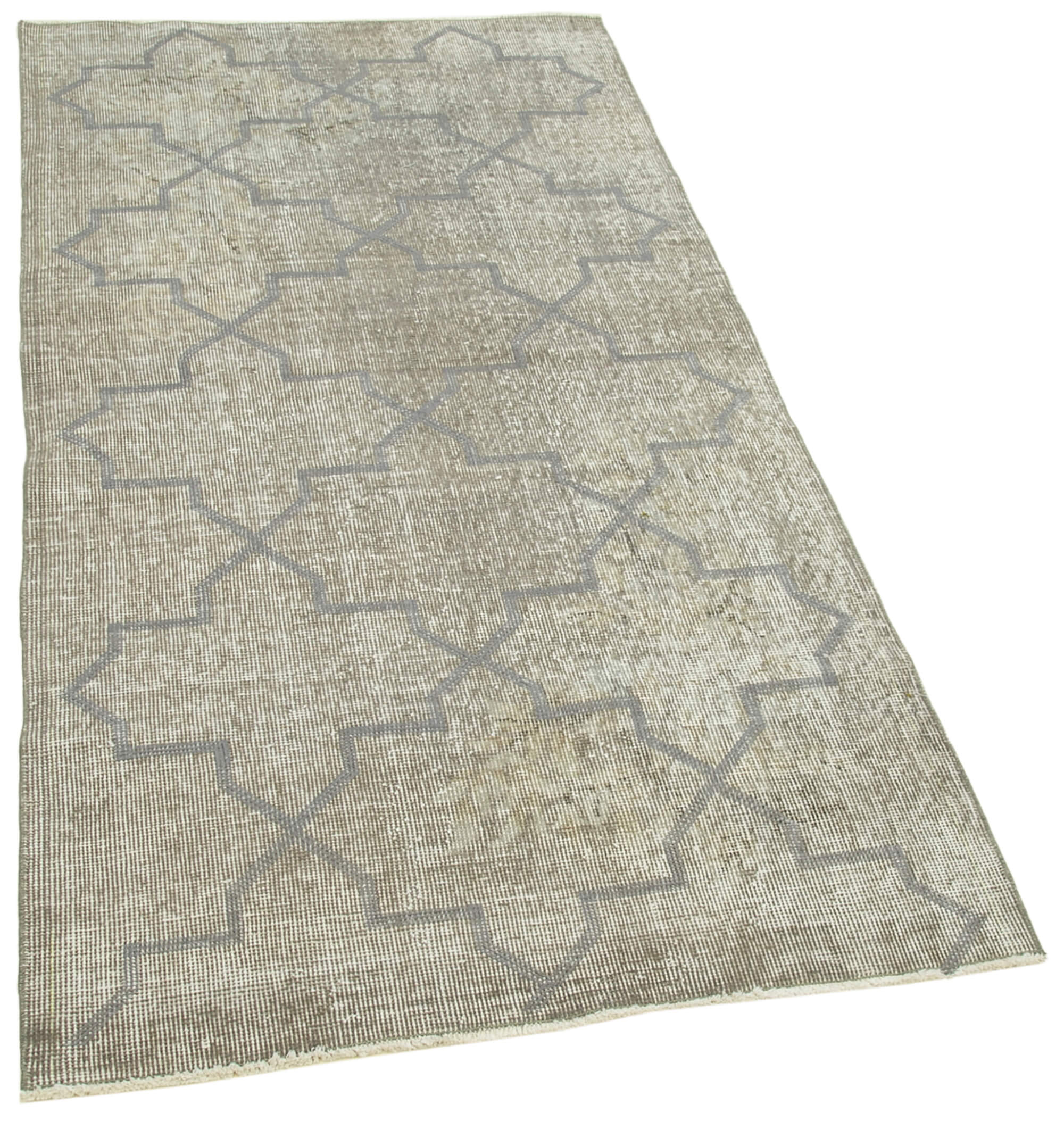 Handmade Geometric Rug – Grey Area Rug 3x6, Cotton Wool Carpet with Traditional Design