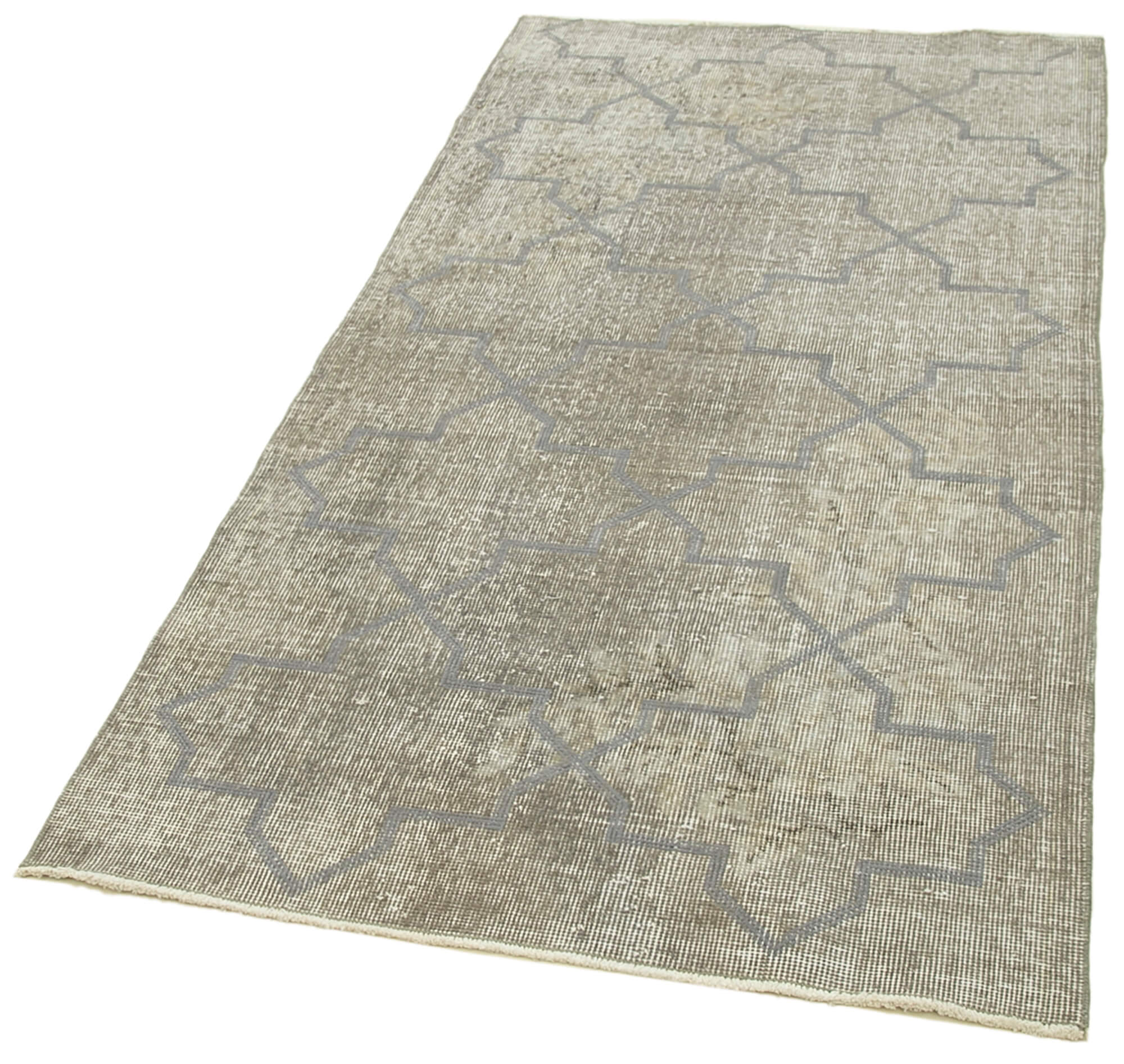 Handmade Geometric Rug – Grey Area Rug 3x6, Cotton Wool Carpet with Traditional Design