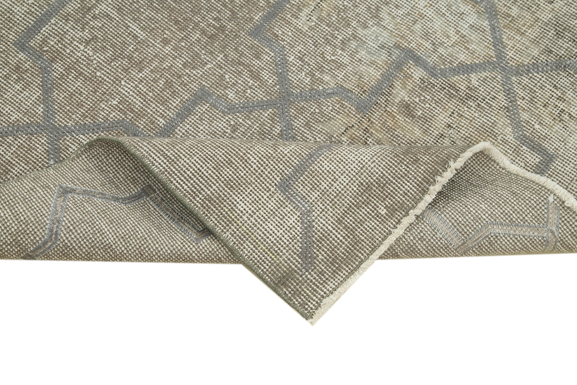 Handmade Geometric Rug – Grey Area Rug 3x6, Cotton Wool Carpet with Traditional Design