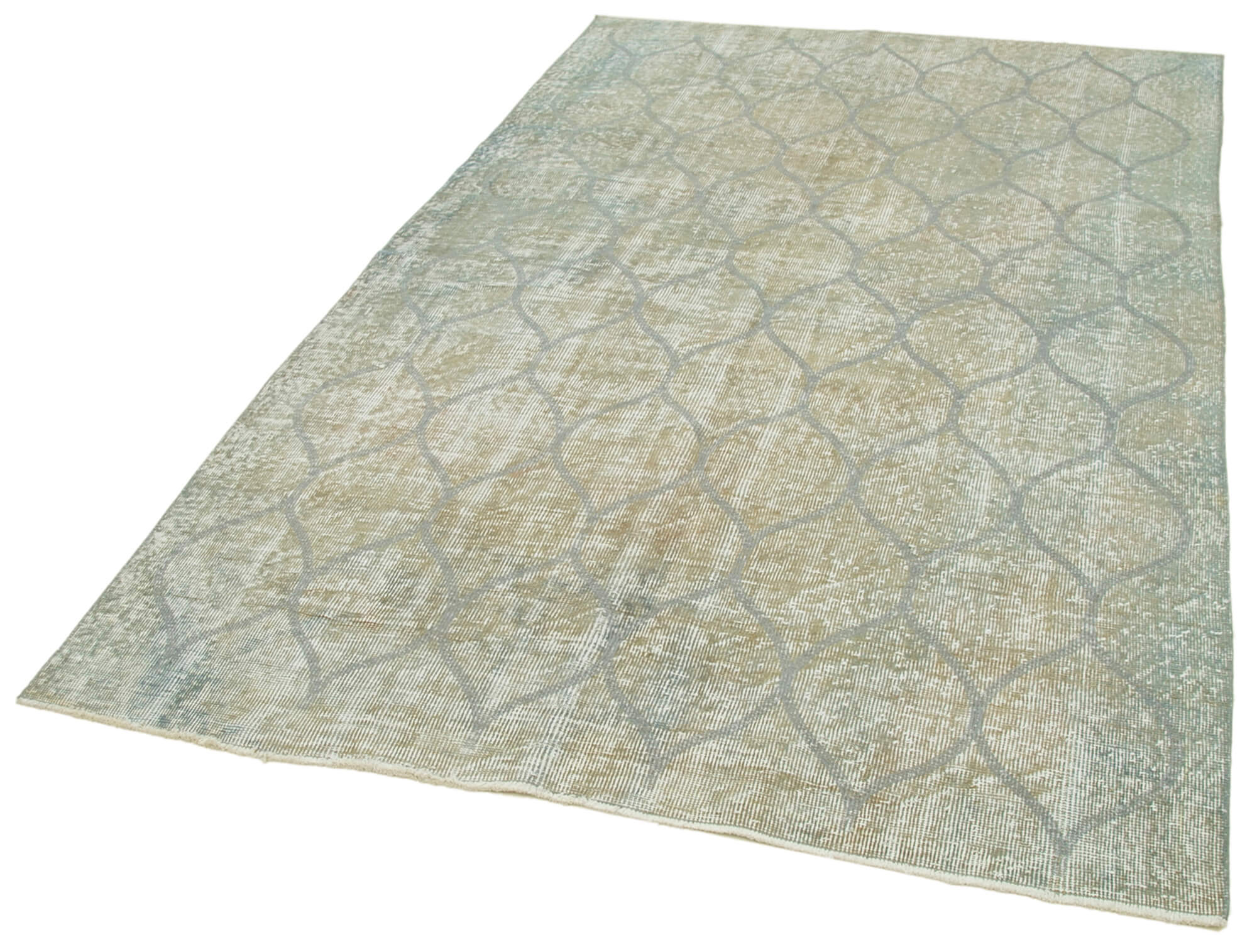 Handmade Wool Area Rug – Blue Geometric Cotton Wool Carpet, Durable Soft Texture 5'1''x7'9''