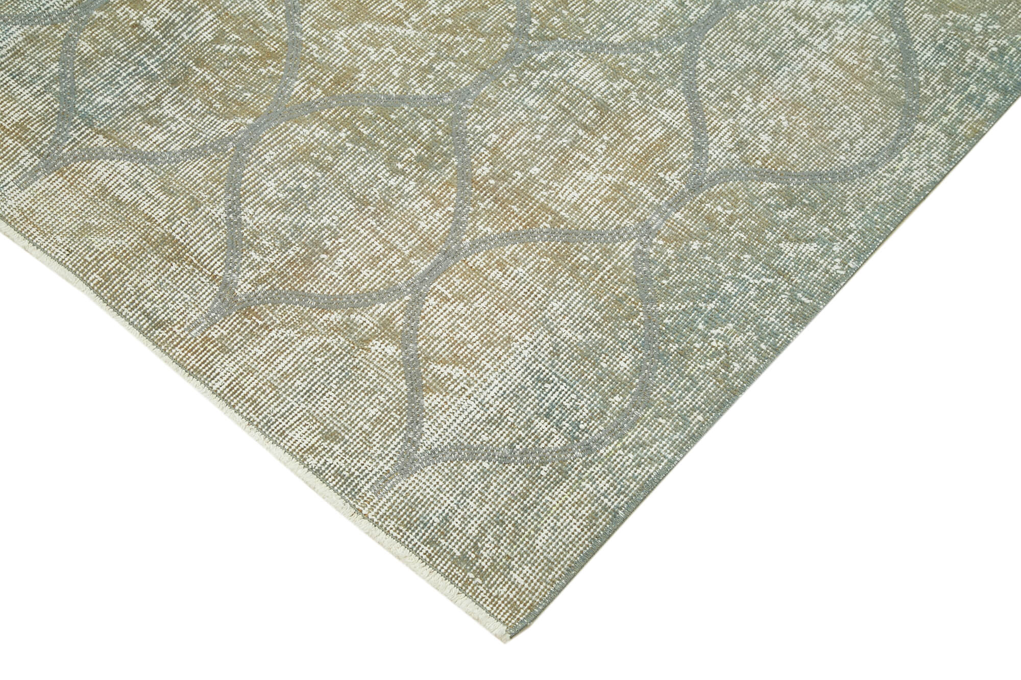Handmade Wool Area Rug – Blue Geometric Cotton Wool Carpet, Durable Soft Texture 5'1''x7'9''