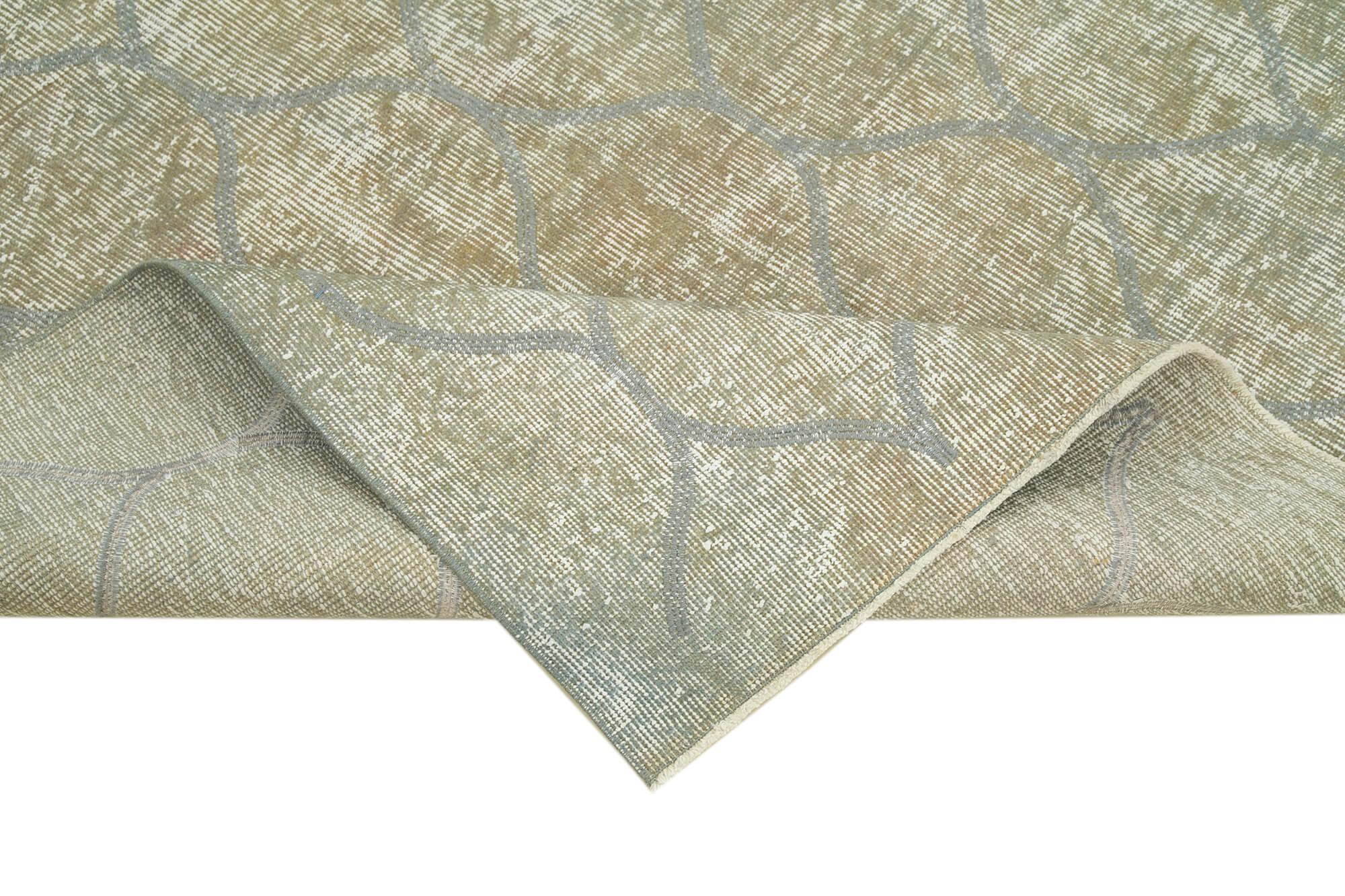 Handmade Wool Area Rug – Blue Geometric Cotton Wool Carpet, Durable Soft Texture 5'1''x7'9''