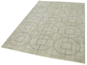 Handmade Wool Area Rug – Grey Geometric Cotton Wool Carpet 4'8''x7'1'' Durable Floor Covering