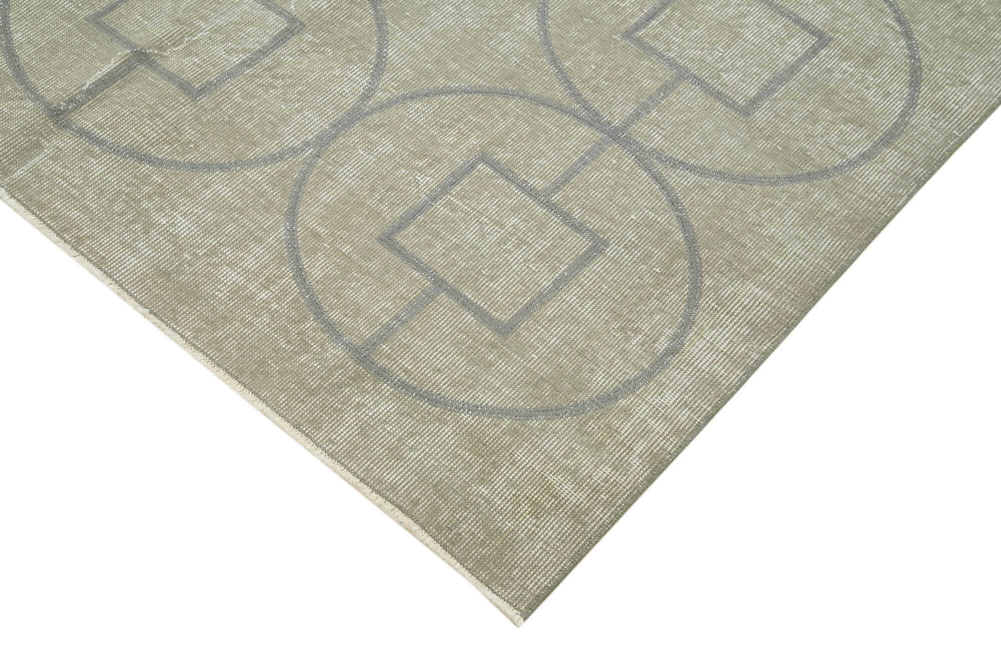 Handmade Wool Area Rug – Grey Geometric Cotton Wool Carpet 4'8''x7'1'' Durable Floor Covering