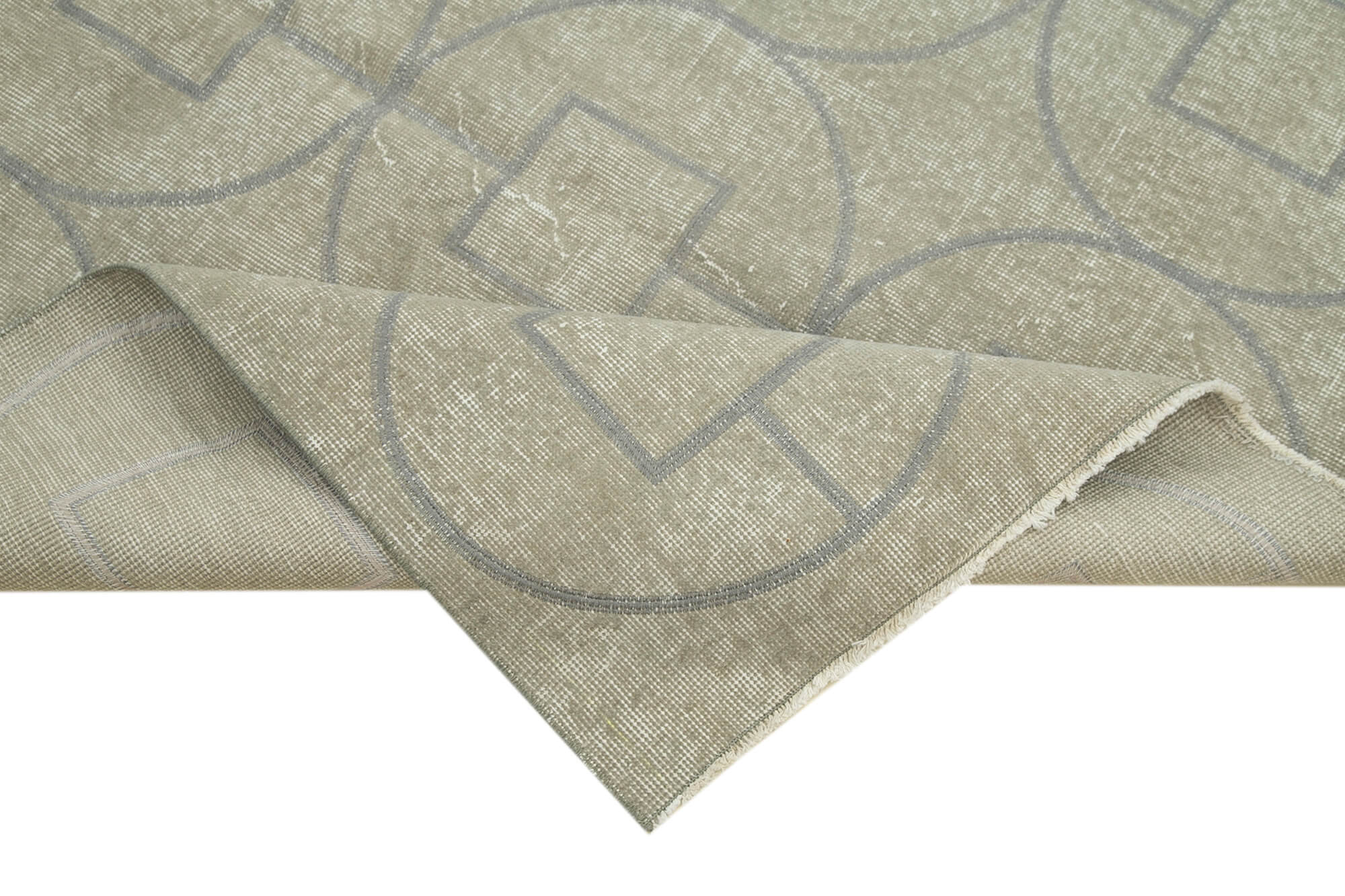 Handmade Wool Area Rug – Grey Geometric Cotton Wool Carpet 4'8''x7'1'' Durable Floor Covering