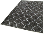 Handmade Geometric Rug - Black Cotton Wool Blend Area Rug 5'4" x 8'10"