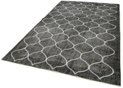 Handmade Geometric Rug – Black Geometric Carpet, Wool Cotton Area Rug 6'0''x9'3''
