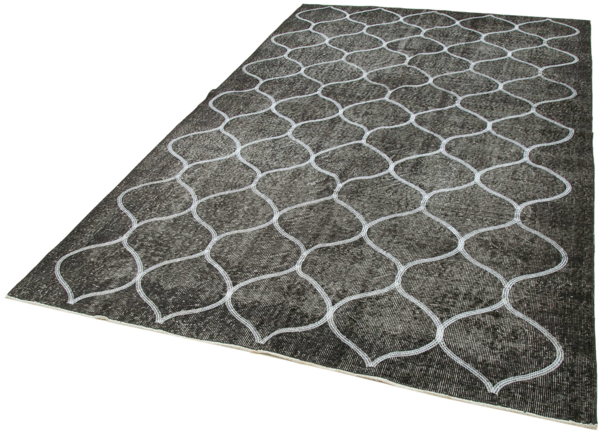 Handmade Geometric Rug – Black Geometric Carpet, Wool Cotton Area Rug 6'0''x9'3''