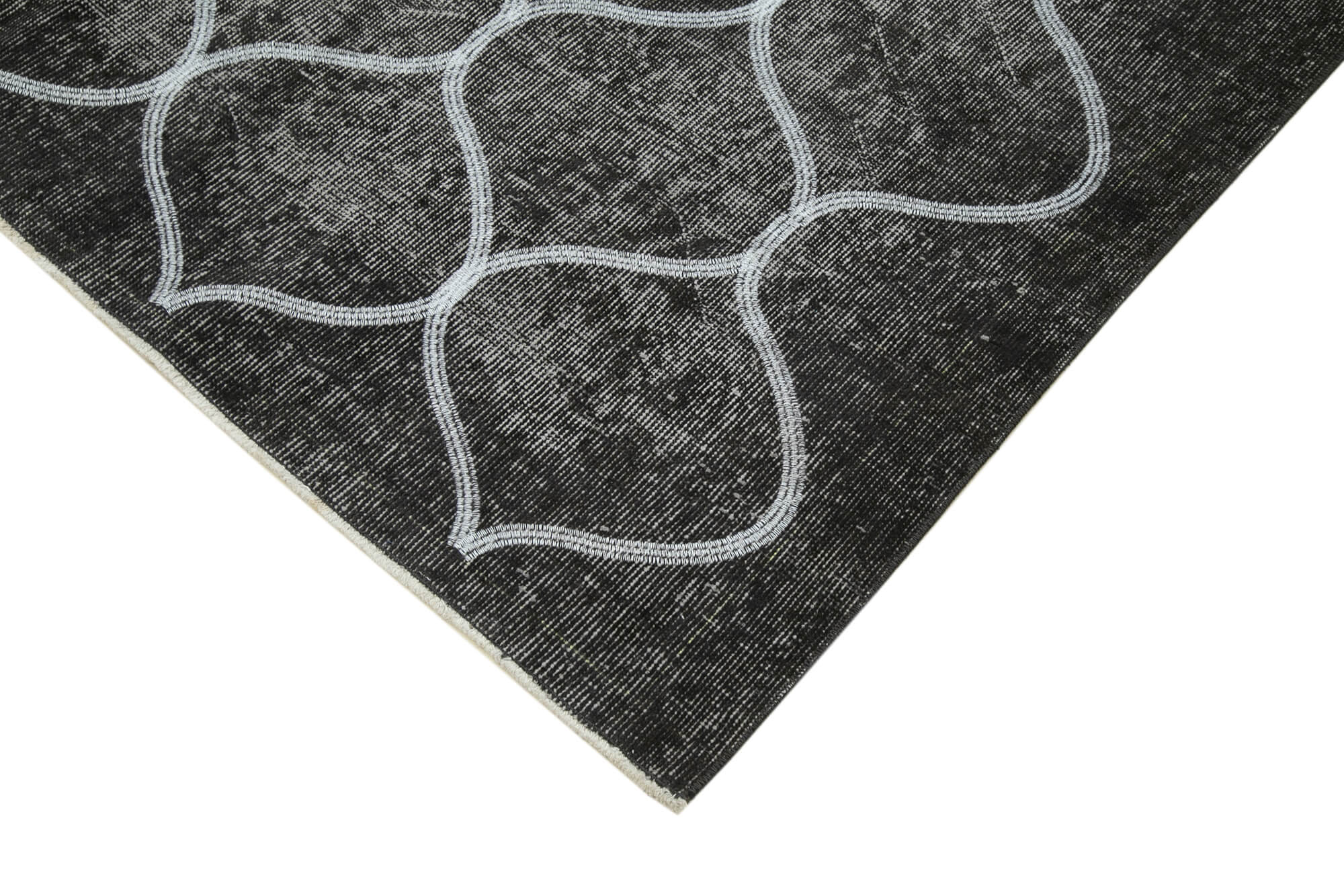 Handmade Geometric Rug – Black Geometric Carpet, Wool Cotton Area Rug 6'0''x9'3''