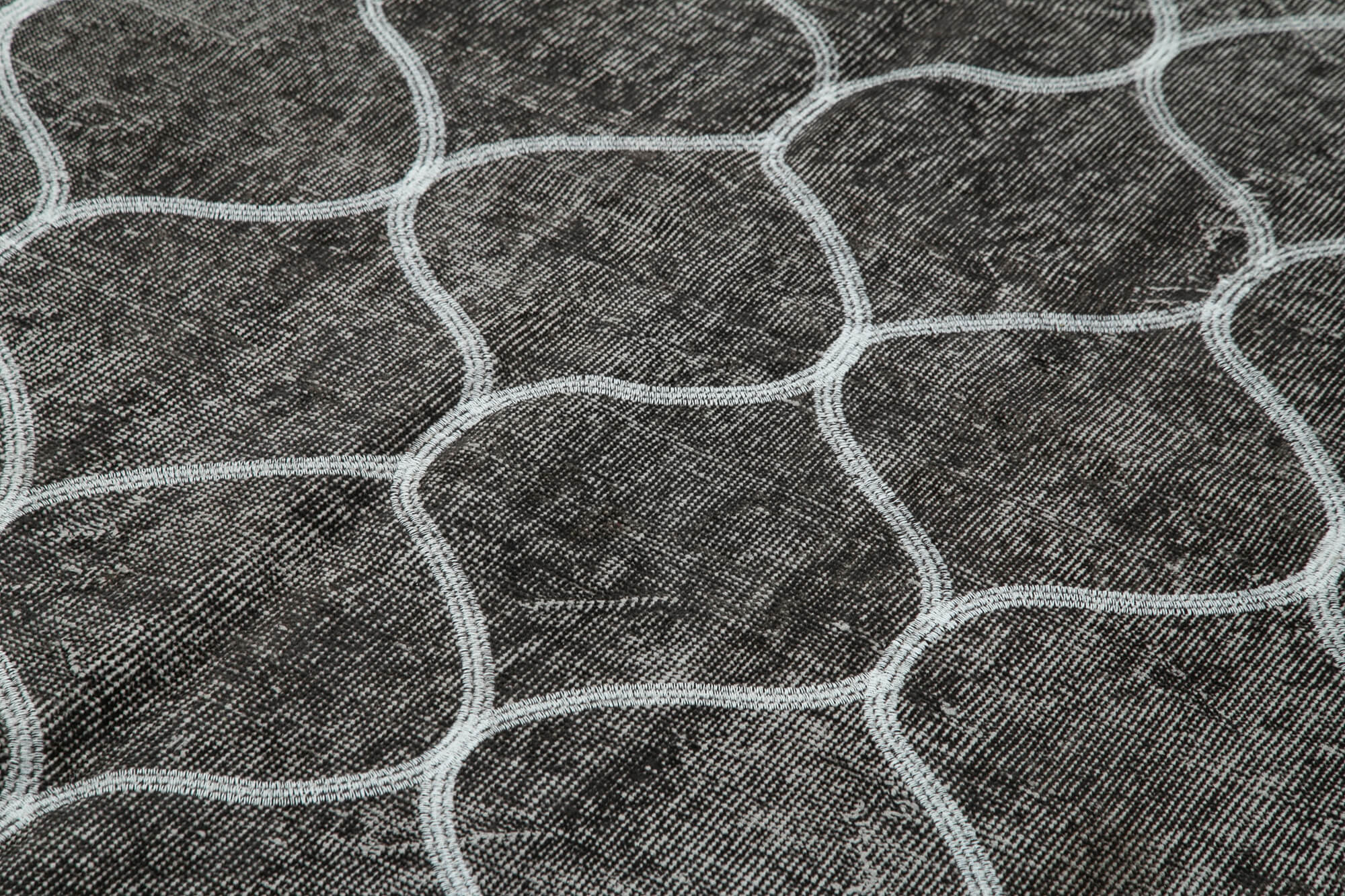 Handmade Geometric Rug – Black Geometric Carpet, Wool Cotton Area Rug 6'0''x9'3''