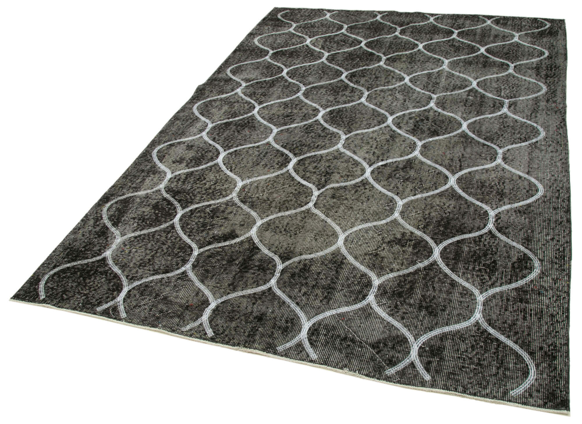 Handmade Geometric Rug - Black Area Rug Cotton Wool Carpet 5'9''x8'8''