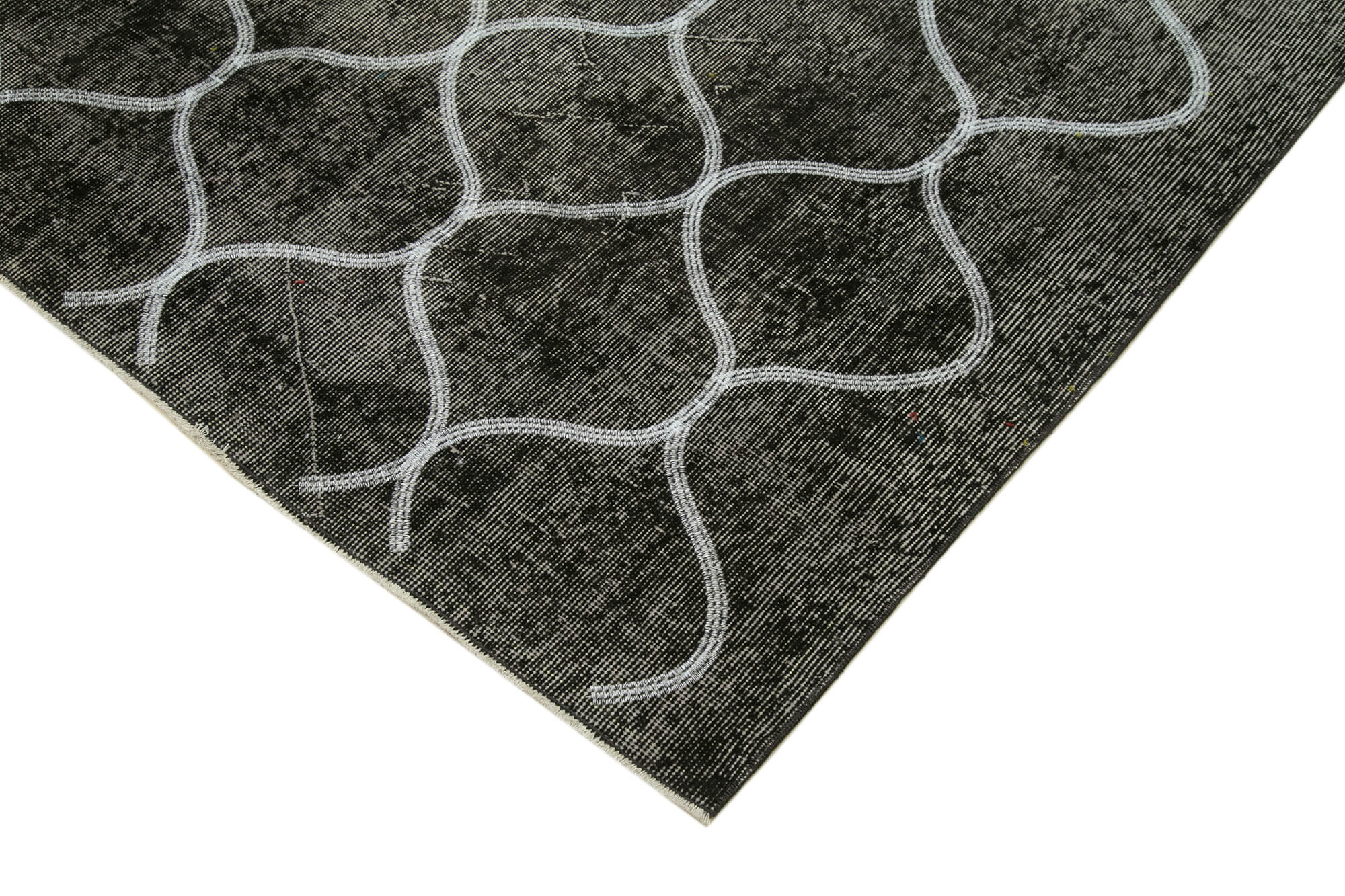 Handmade Geometric Rug - Black Area Rug Cotton Wool Carpet 5'9''x8'8''