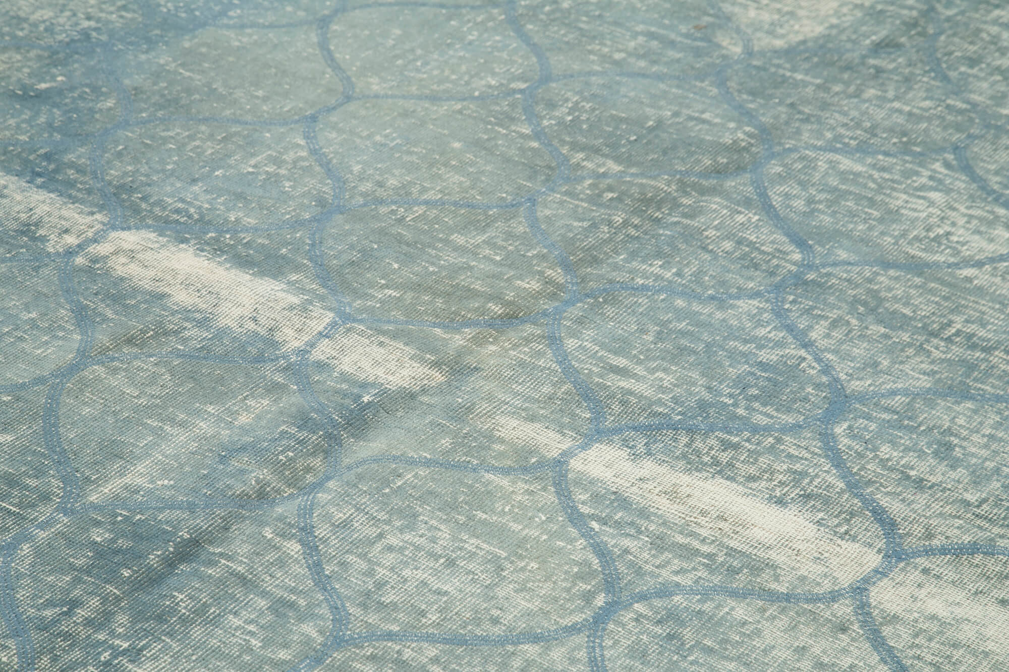 Handmade Wool Area Rug - Blue Geometric Carpet | Soft Wool Carpet, Durable Cotton Rug 6'7"x9'11"