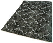 Handmade Geometric Rug – Black Geometric Carpet Wool Cotton Blend Area Rug 4'8"x7'7"