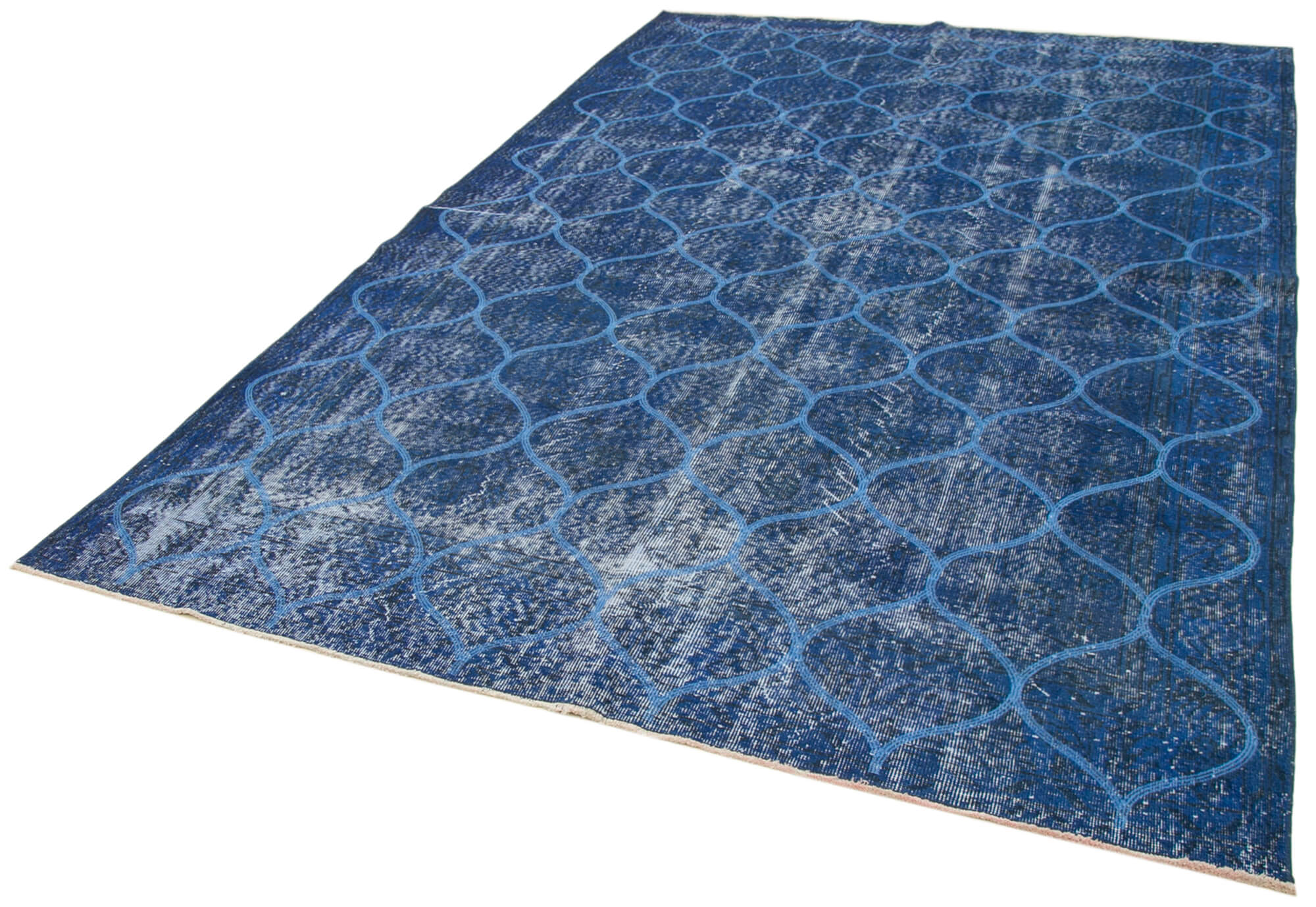 Handmade Geometric Rug – Blue Area Rug 6x10, Cotton Wool Carpet with Durable Weave