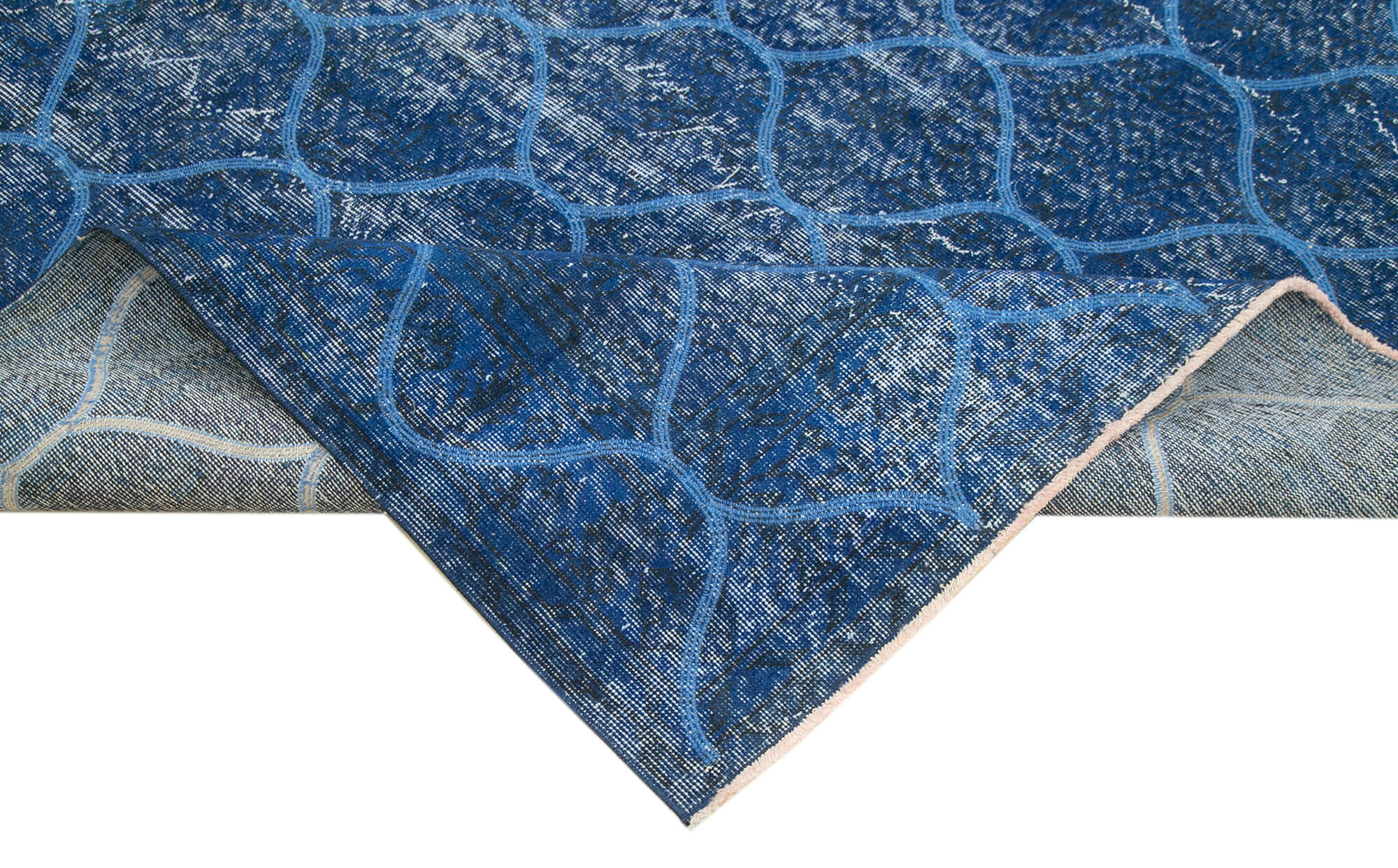 Handmade Geometric Rug – Blue Area Rug 6x10, Cotton Wool Carpet with Durable Weave