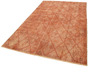 Handmade Wool Area Rug – Orange Geometric Carpet | Cotton Wool Rug 5'3''x8'8''