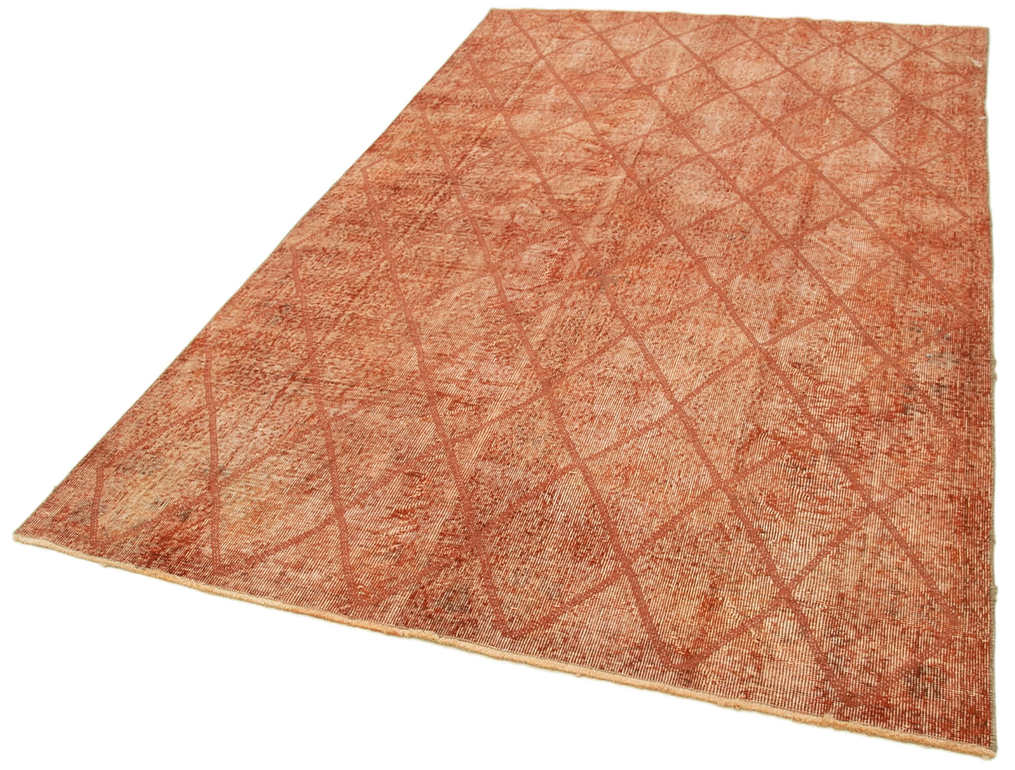 Handmade Wool Area Rug – Orange Geometric Carpet | Cotton Wool Rug 5'3''x8'8''