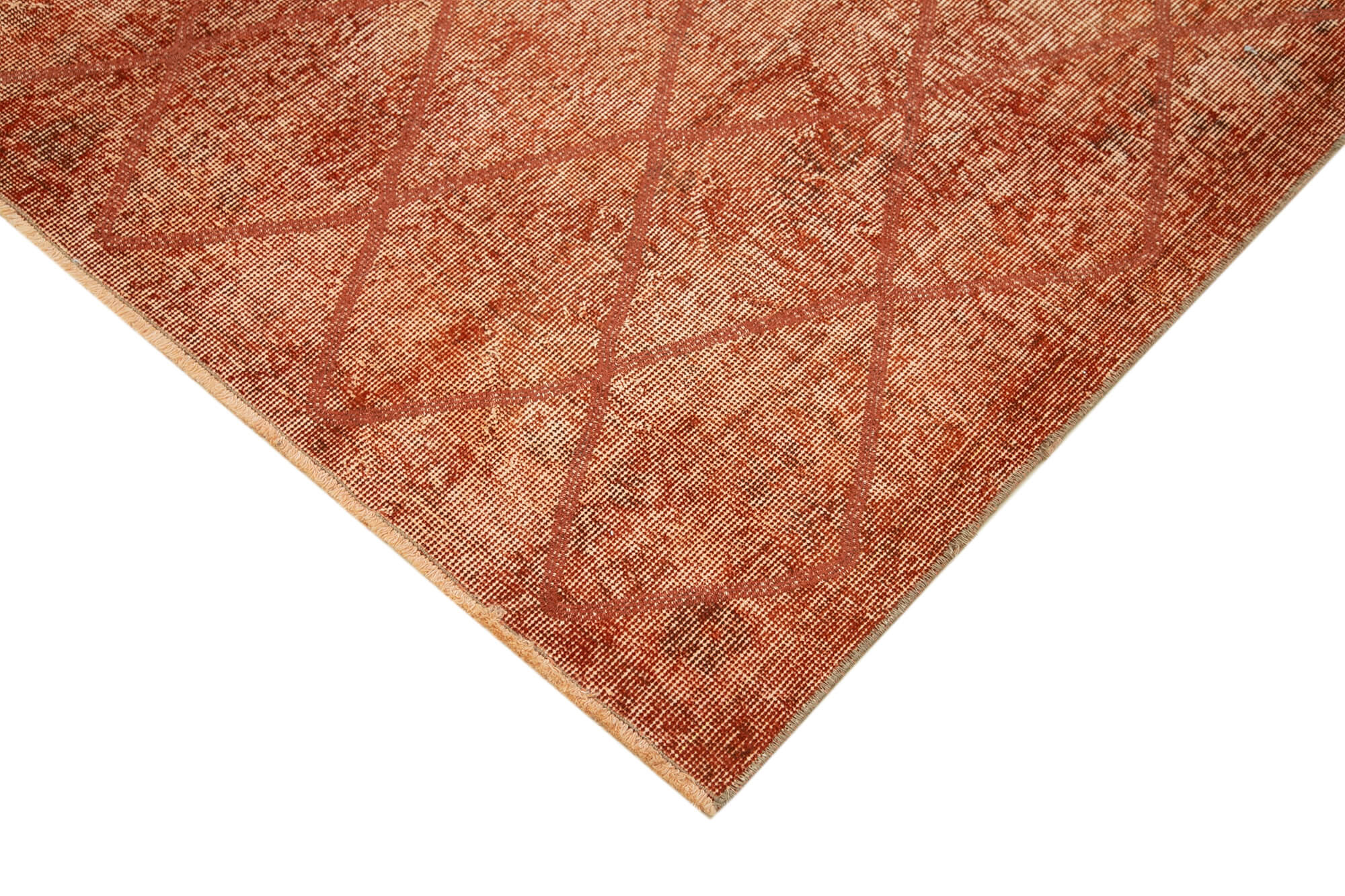 Handmade Wool Area Rug – Orange Geometric Carpet | Cotton Wool Rug 5'3''x8'8''