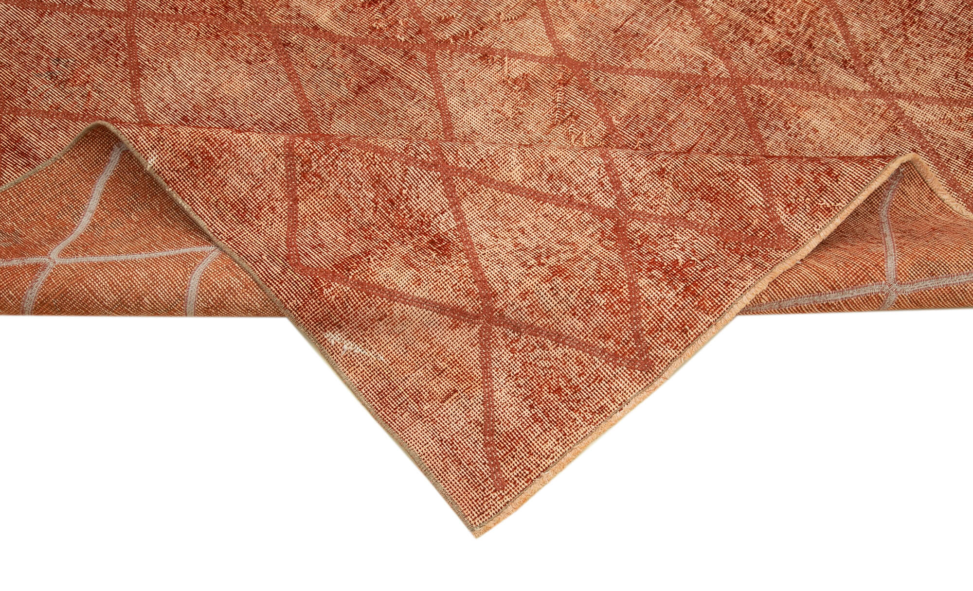 Handmade Wool Area Rug – Orange Geometric Carpet | Cotton Wool Rug 5'3''x8'8''