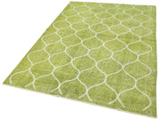 Handmade Geometric Rug – Green Area Rug | Cotton Wool Carpet, Soft Wool Texture