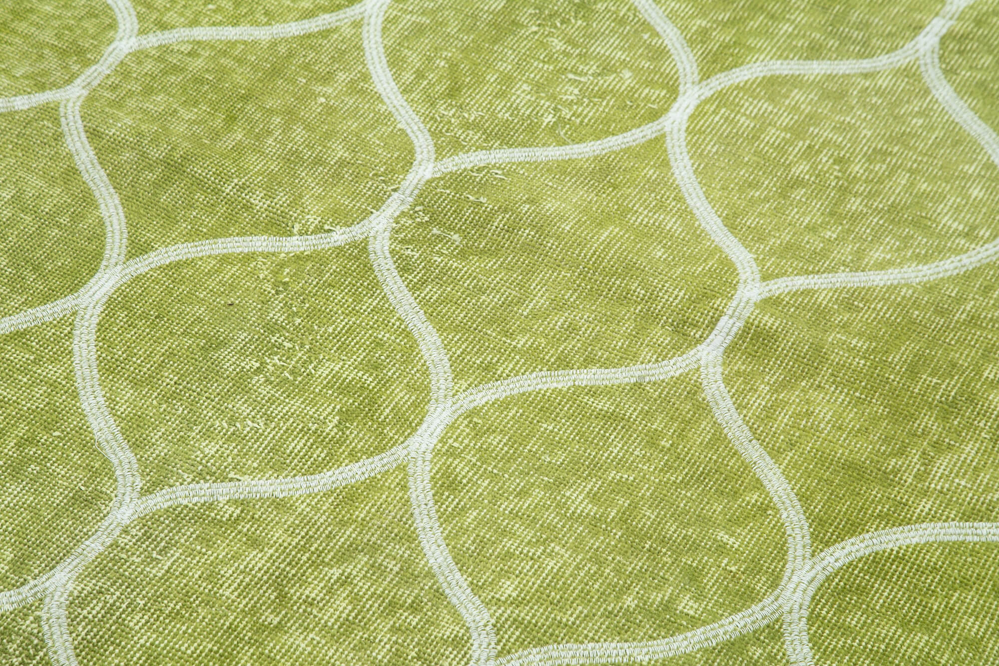 Handmade Geometric Rug – Green Area Rug | Cotton Wool Carpet, Soft Wool Texture