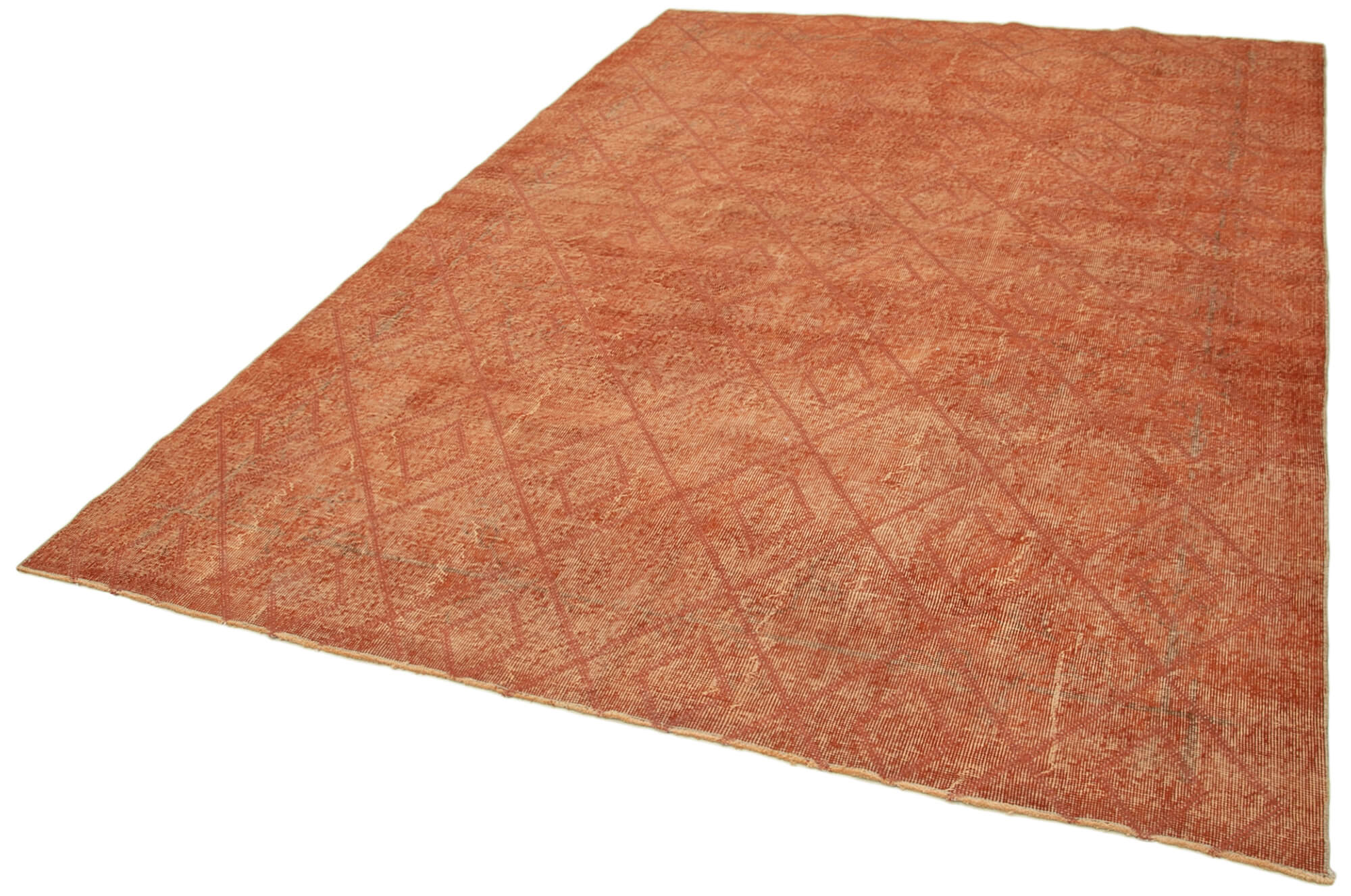 Handmade Geometric Rug – Orange Cotton Wool Carpet, 6x9 Foot Area Rug