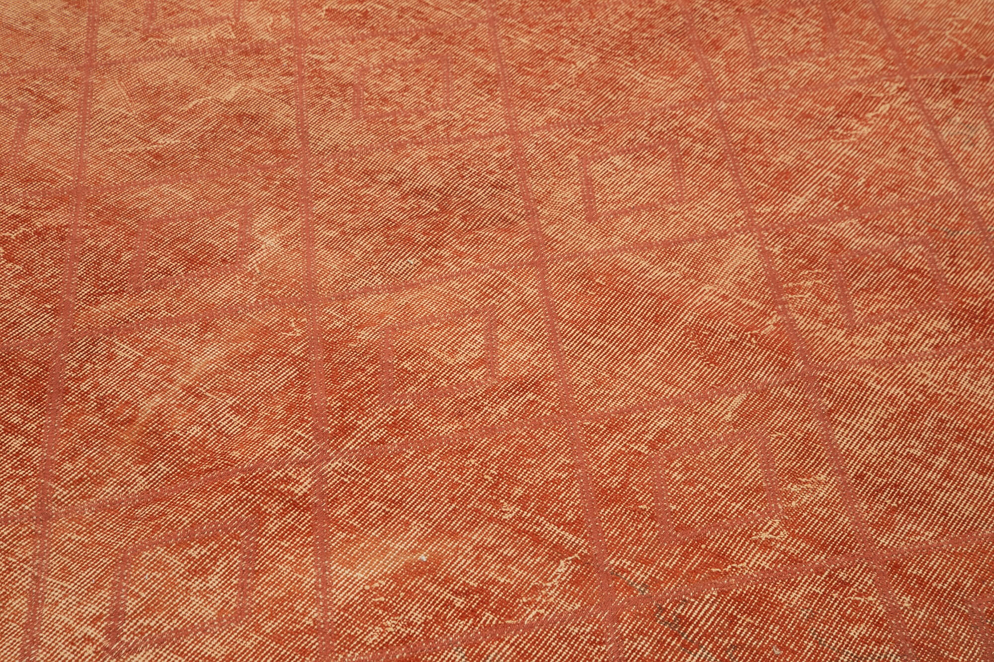 Handmade Geometric Rug – Orange Cotton Wool Carpet, 6x9 Foot Area Rug