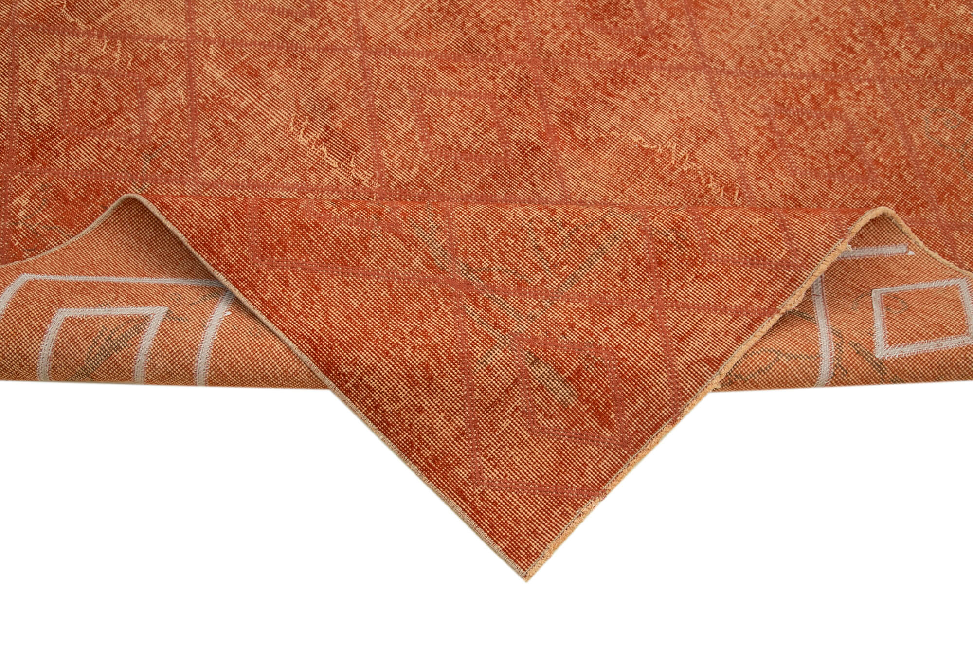 Handmade Geometric Rug – Orange Cotton Wool Carpet, 6x9 Foot Area Rug